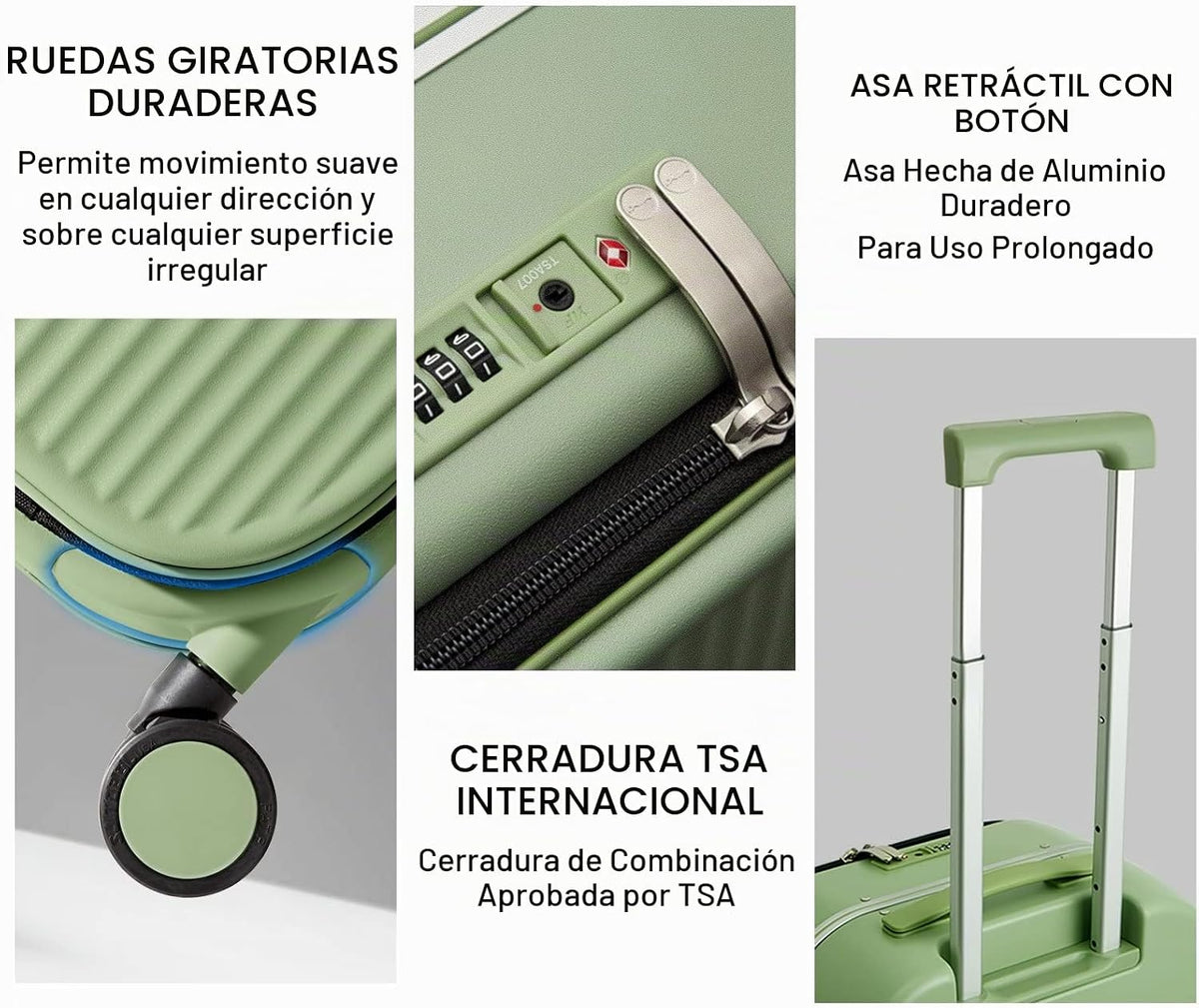mixi Maletas de mano de 20 pulgadas con ruedas giratorias, maleta d...