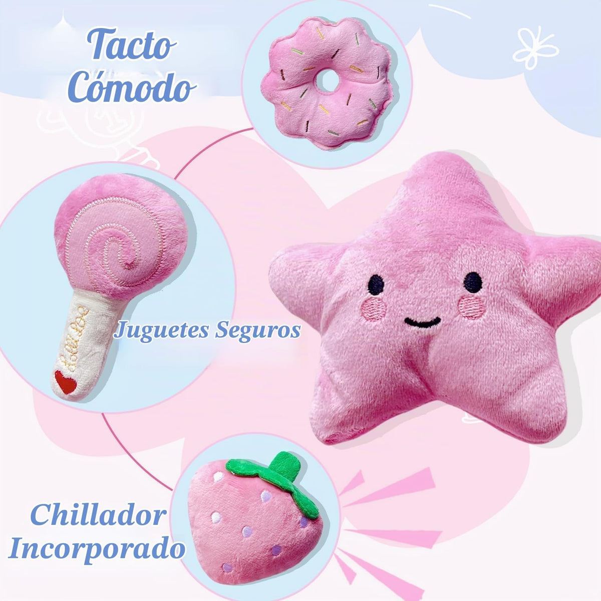 Juguetes para perros pequeños, paquete de 4 juguetes de peluche par...