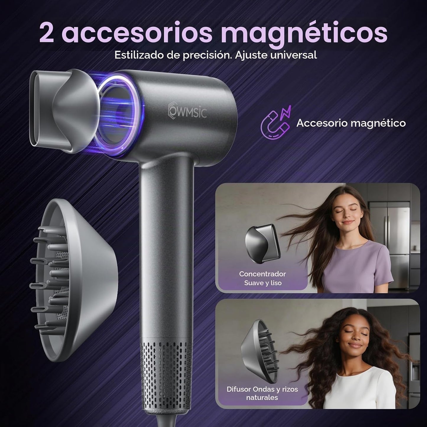 Secador de pelo de alta velocidad, 160,000 RPM sin escobillas con d...