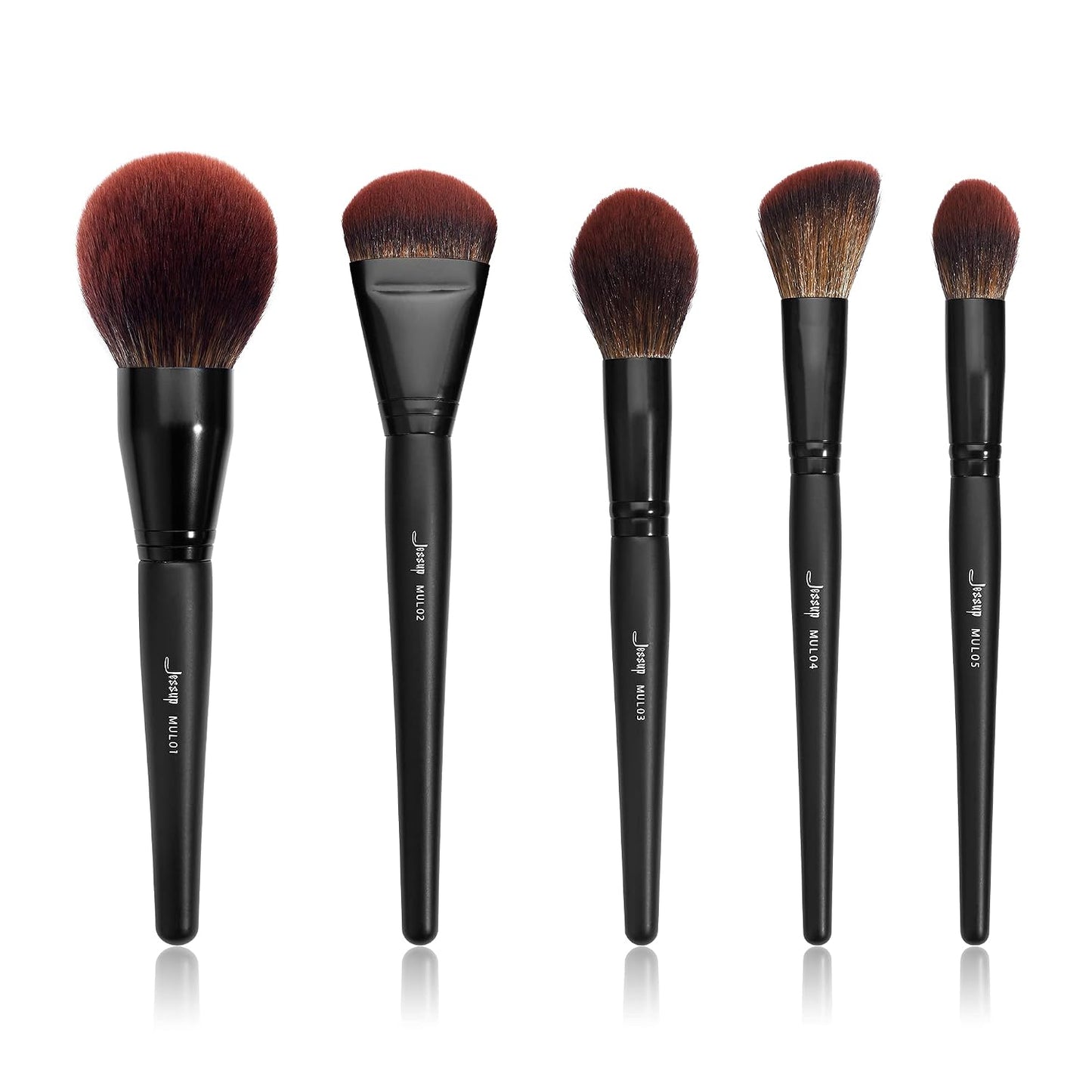 Jessup Pinceles de maquillaje de cara grande, 5 piezas, base sintét...