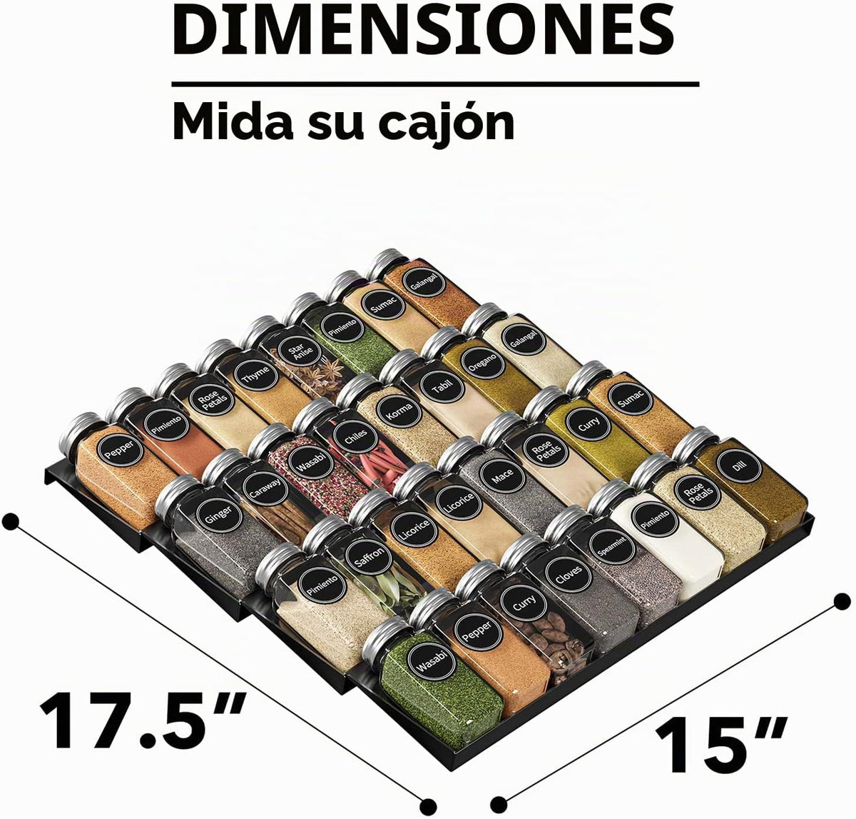 SpaceAid Organizador de especias para cajones de cocina, con 32 tar...