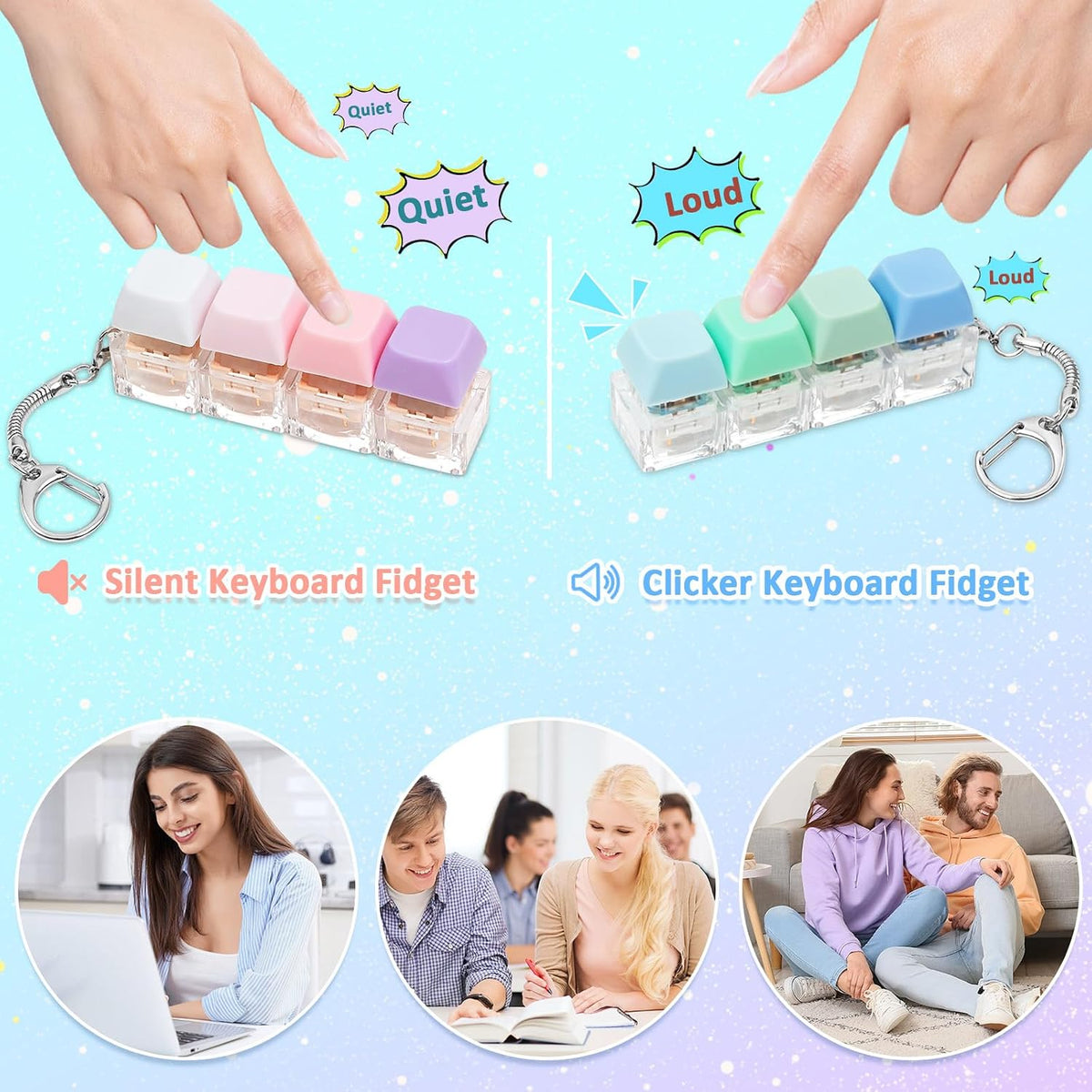 Juguete para ansiedad con teclado con clicker, teclado silencioso,...