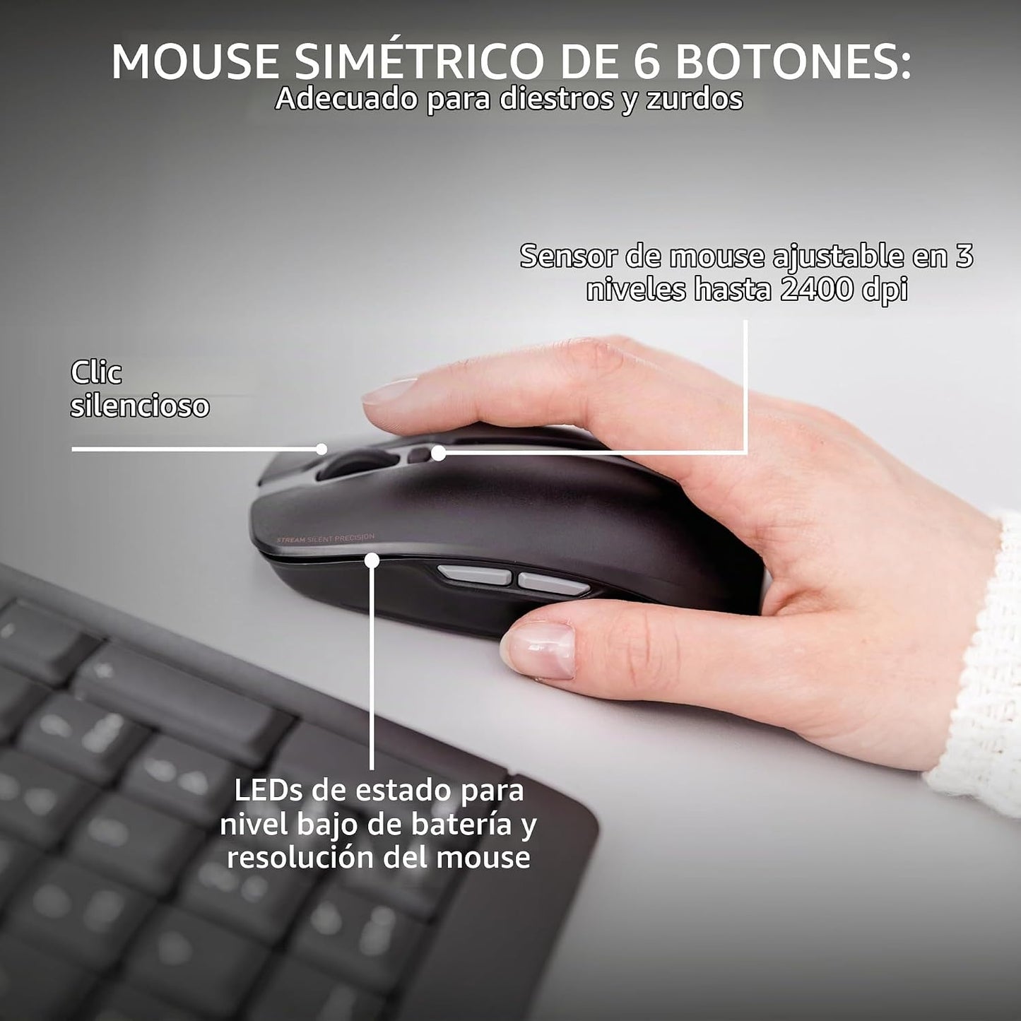 CHERRY Combo de teclado y mouse inalámbricos para streaming | Conex...