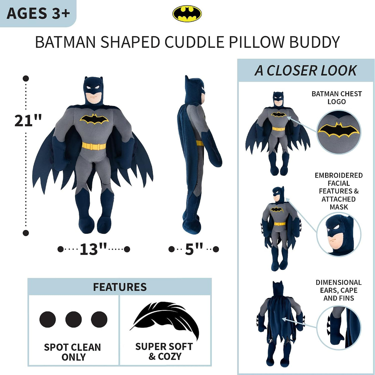 Franco Kids Bedding - Almohada de peluche súper suave, talla única,...