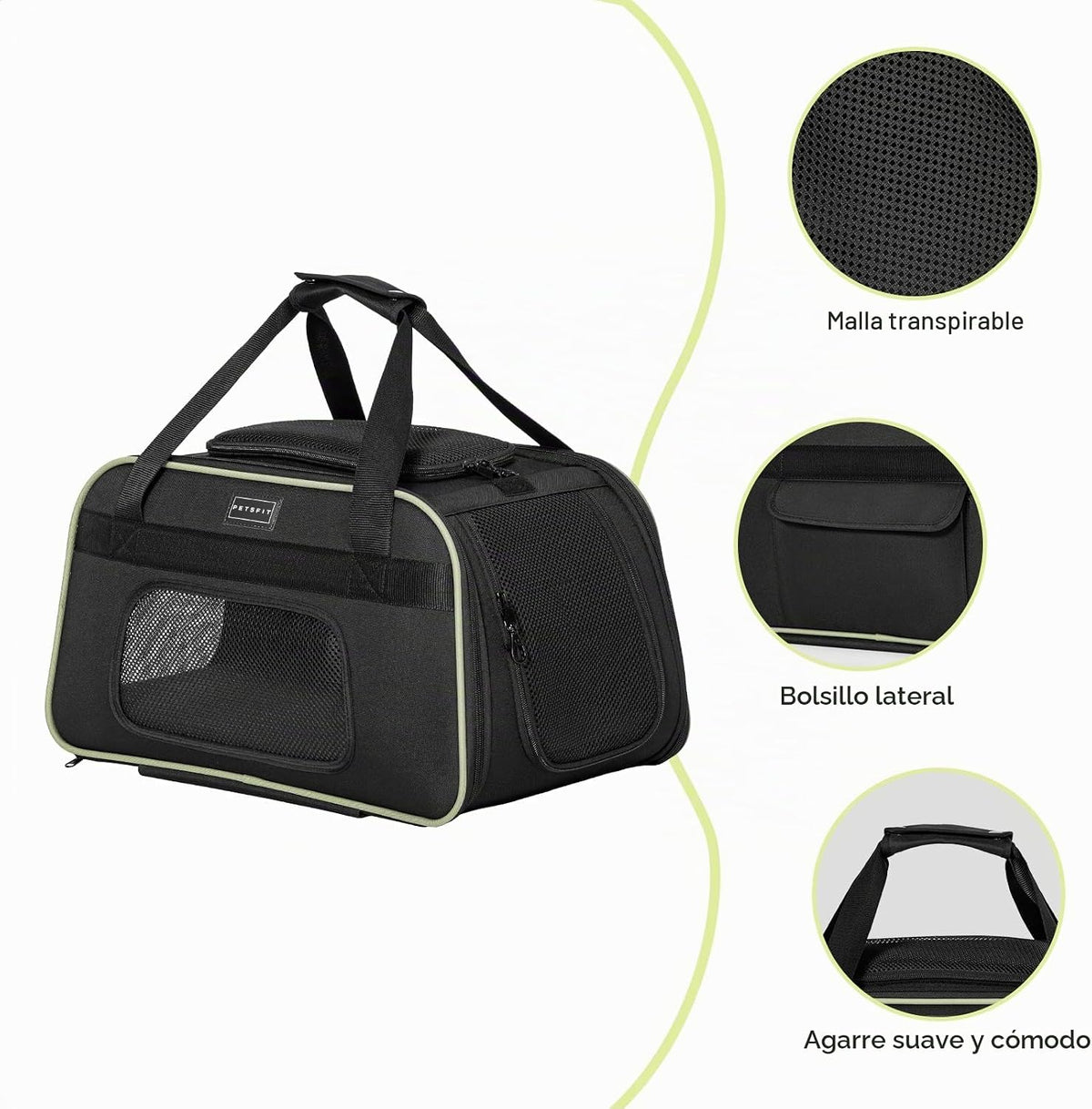 Transportín Petsfit para gatos con ruedas, aprobado por aerolíneas,...