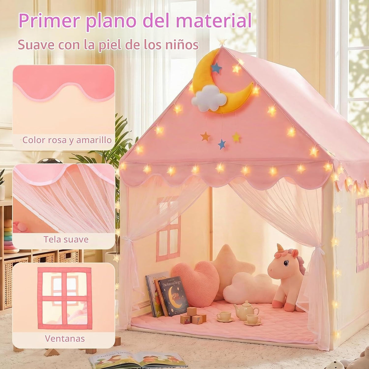GeeSound Tienda de campaña para niños para niñas en el interior: co...