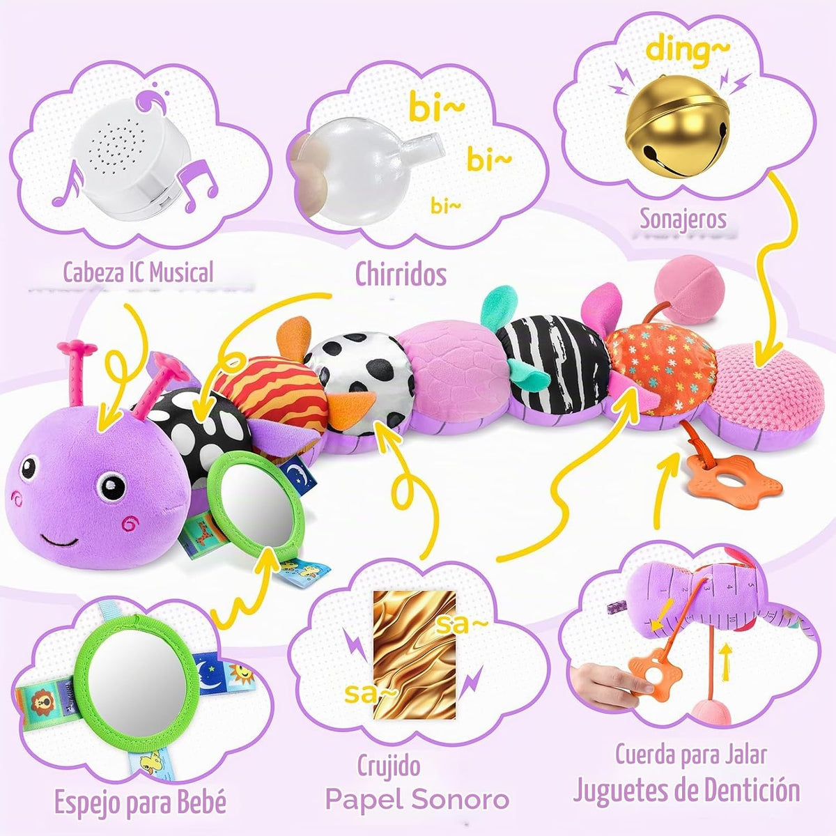 Juguetes para Bebés Sensoriales Musicales de Animales de Peluche pa...