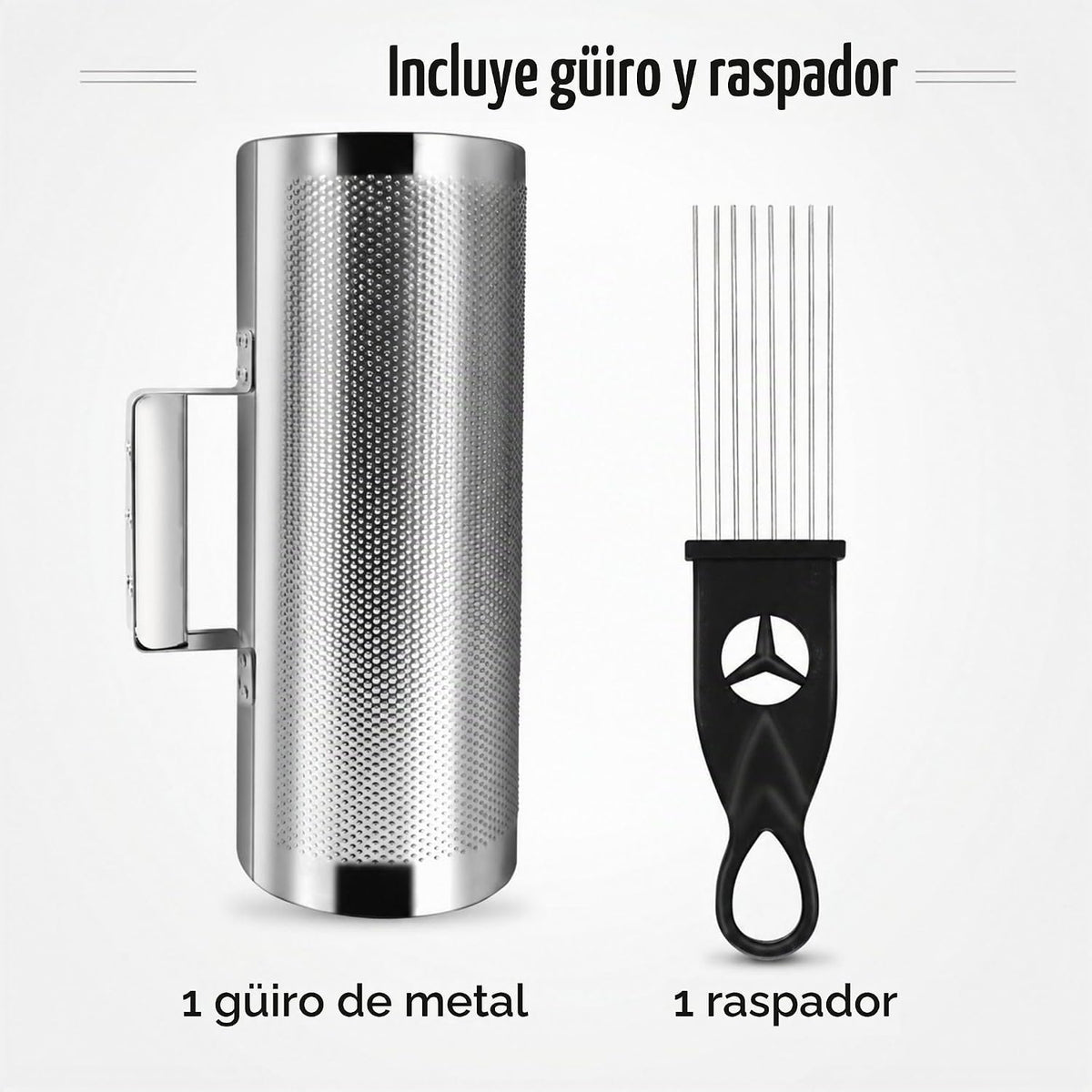 Instrumento profesional de metal Guiro, percusión latina de acero i...