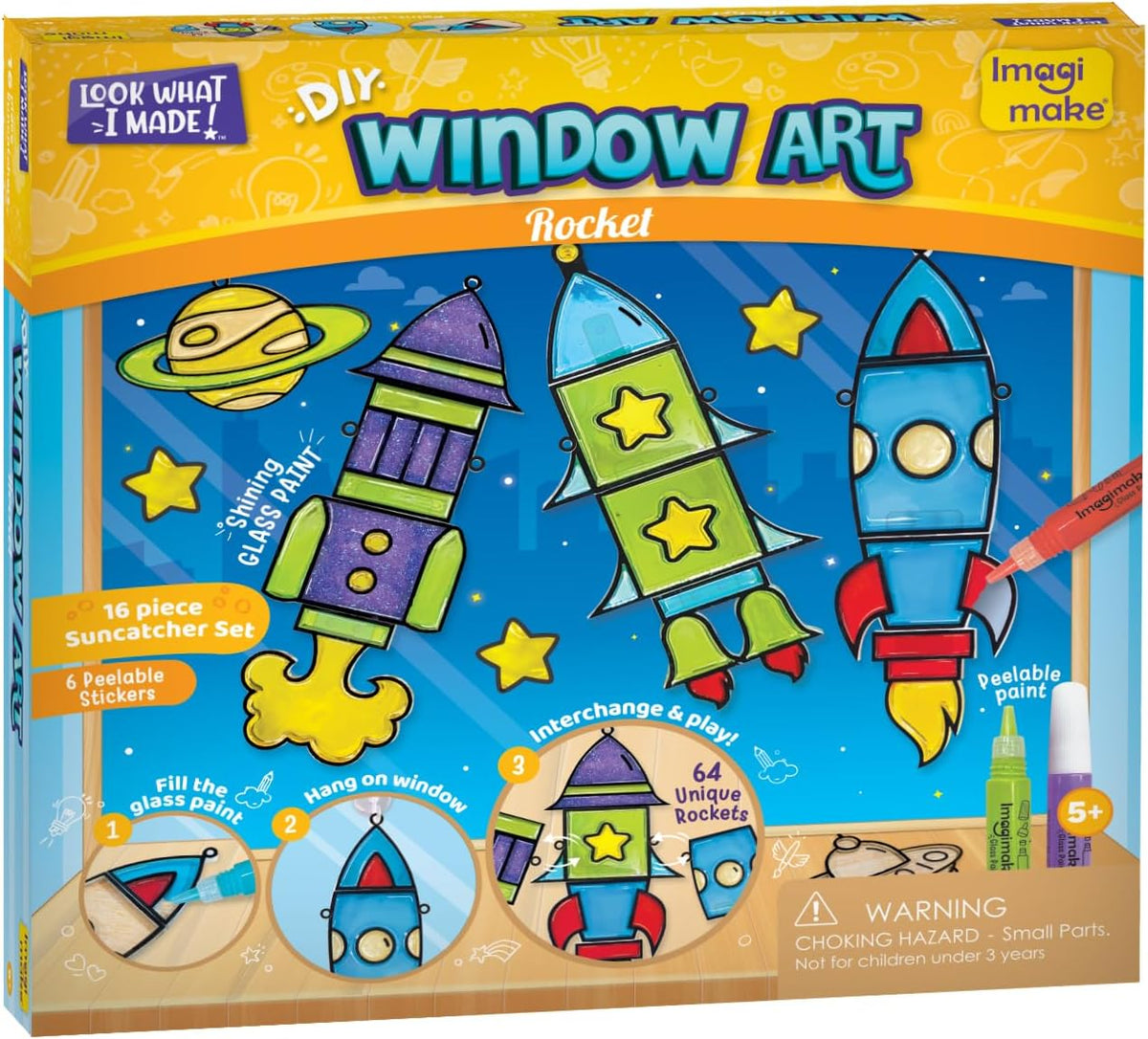 Imagimake Arte de ventana - Rocket, kit de atrapasoles de 16 piezas...