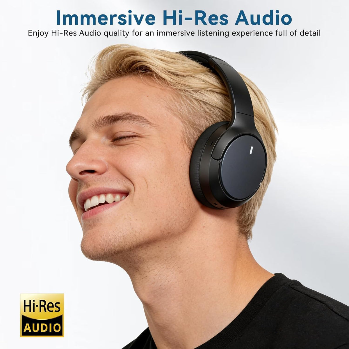 Auriculares inalámbricos ANC híbridos sobre la oreja, tiempo de rep...