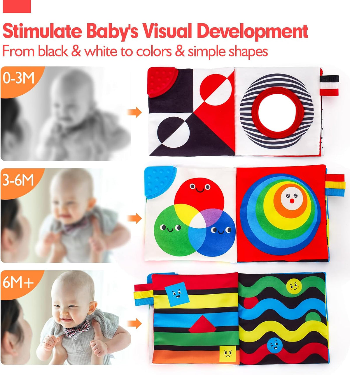 hahaland Baby Books - Juguetes para bebés de 0 a 6 meses, 2 unidade...