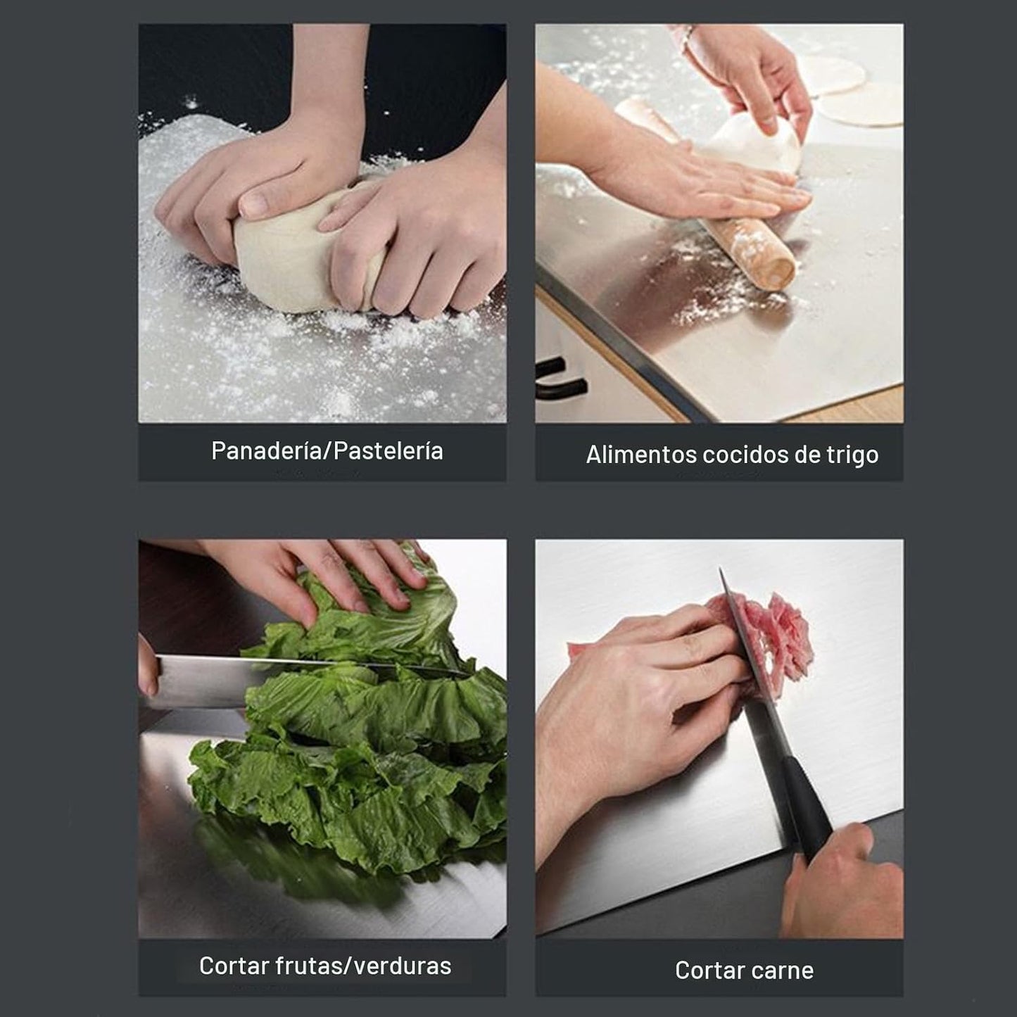 Tablas de cortar de acero inoxidable para cocina, tabla de hornear,...