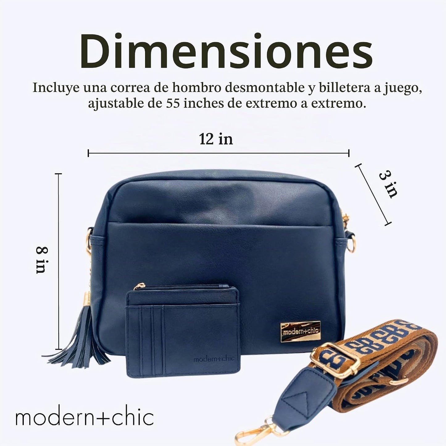Modern+Chic Bolso cruzado Alice: bolso de cuero vegano con amplios...