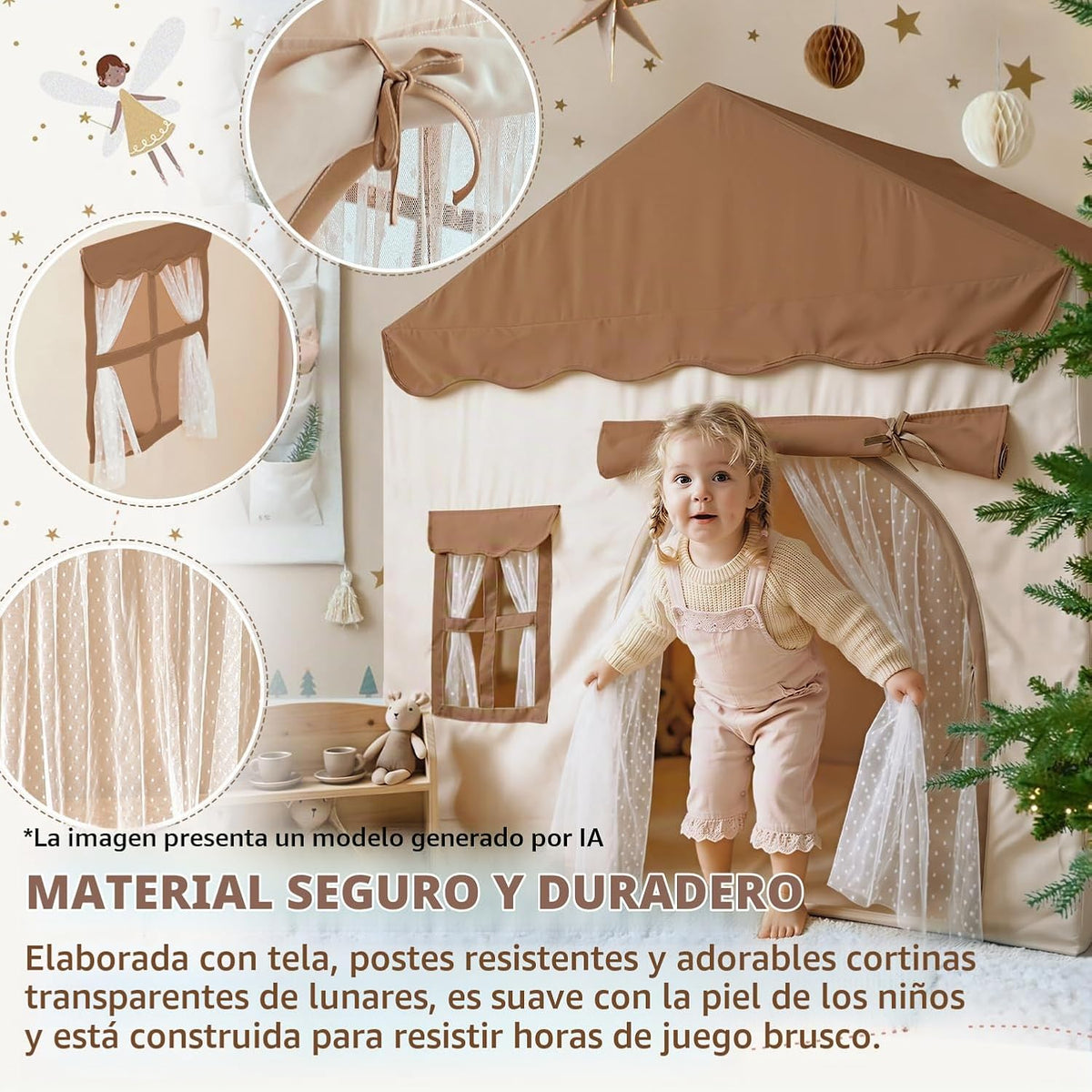 Tienda de campaña de juegos para niños con doble puerta Castillo de...