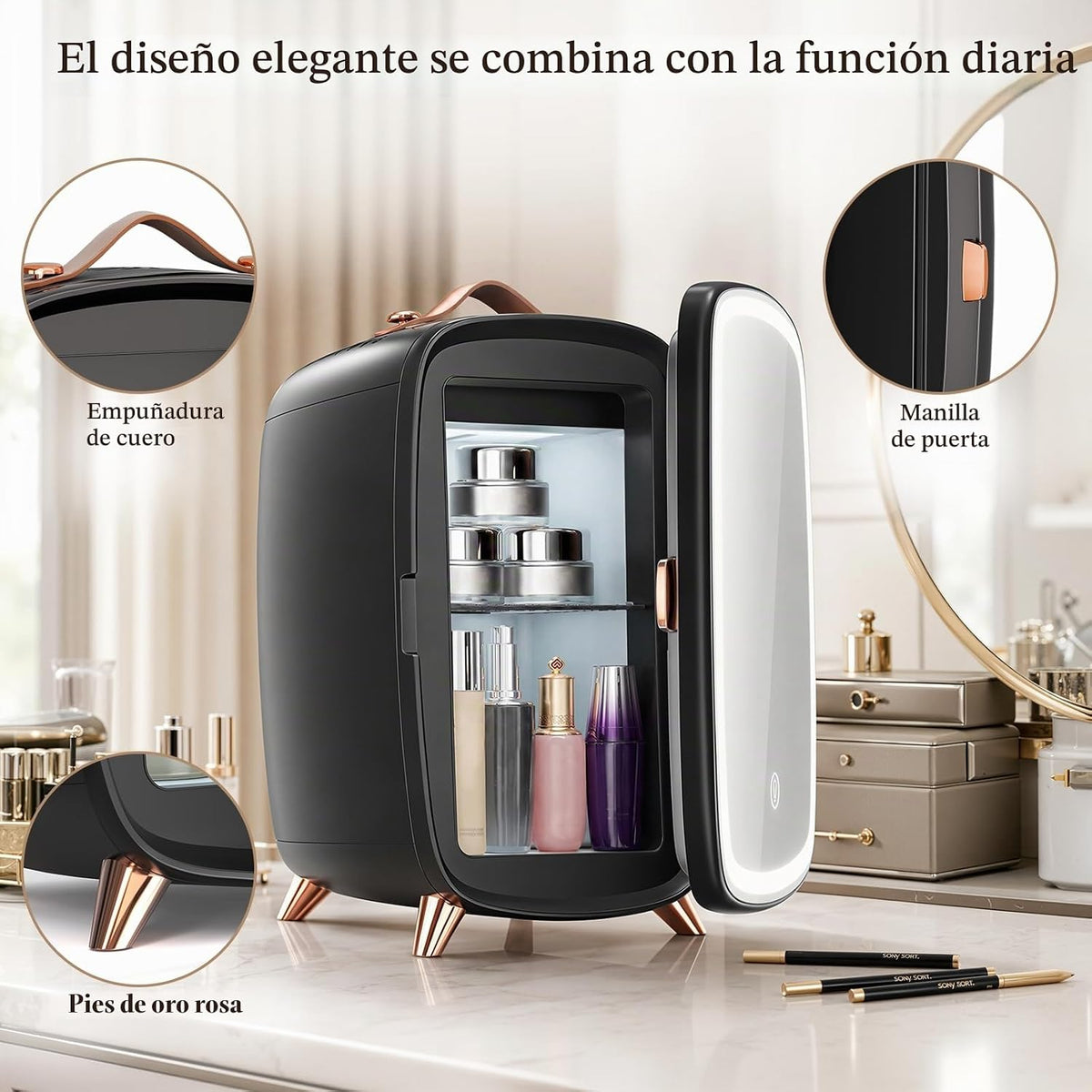 Electactic Mini refrigerador para el cuidado de la piel de 6L, mini...