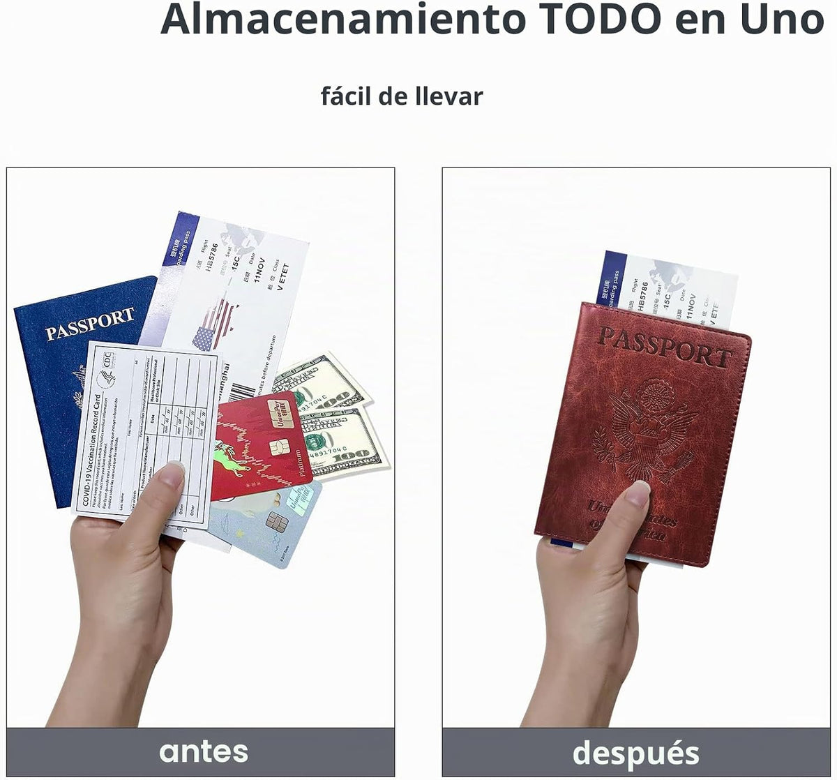 Funda para pasaporte con bloqueo RFID de piel, cartera con ranura p...