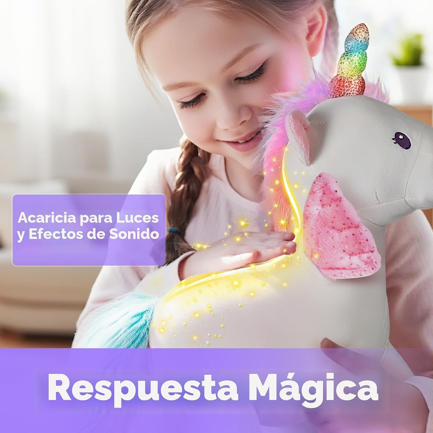 iPlay, iLearn Muñeco de peluche de unicornio mágico con control rem...