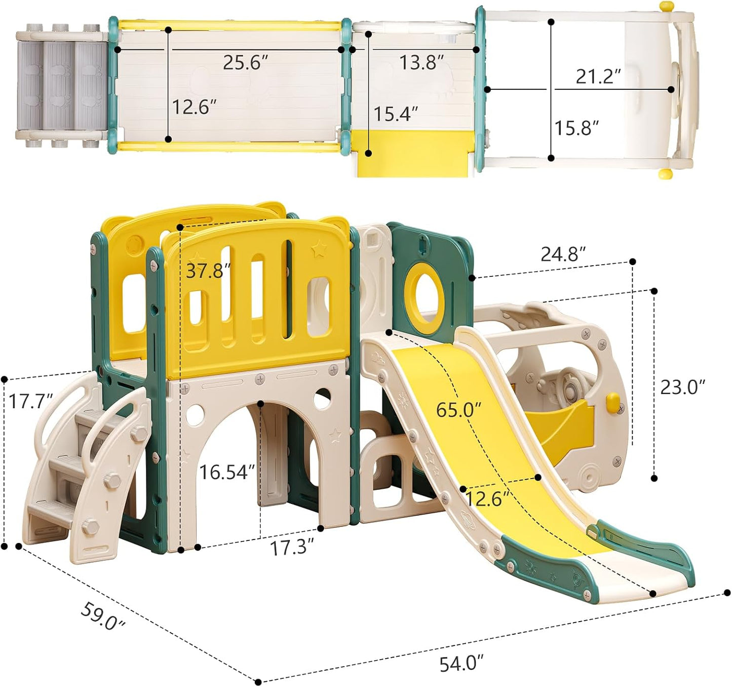 Set de juego con tobogán para niños pequeños con tema de autobús, t...