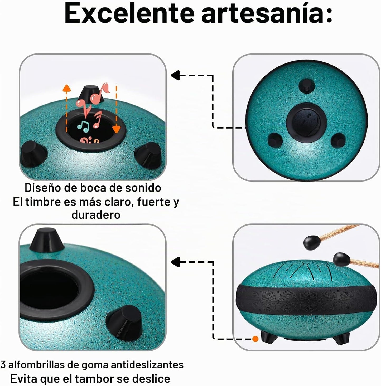 Tambor de lengua de acero, instrumento musical de 6 pulgadas y 11 n...