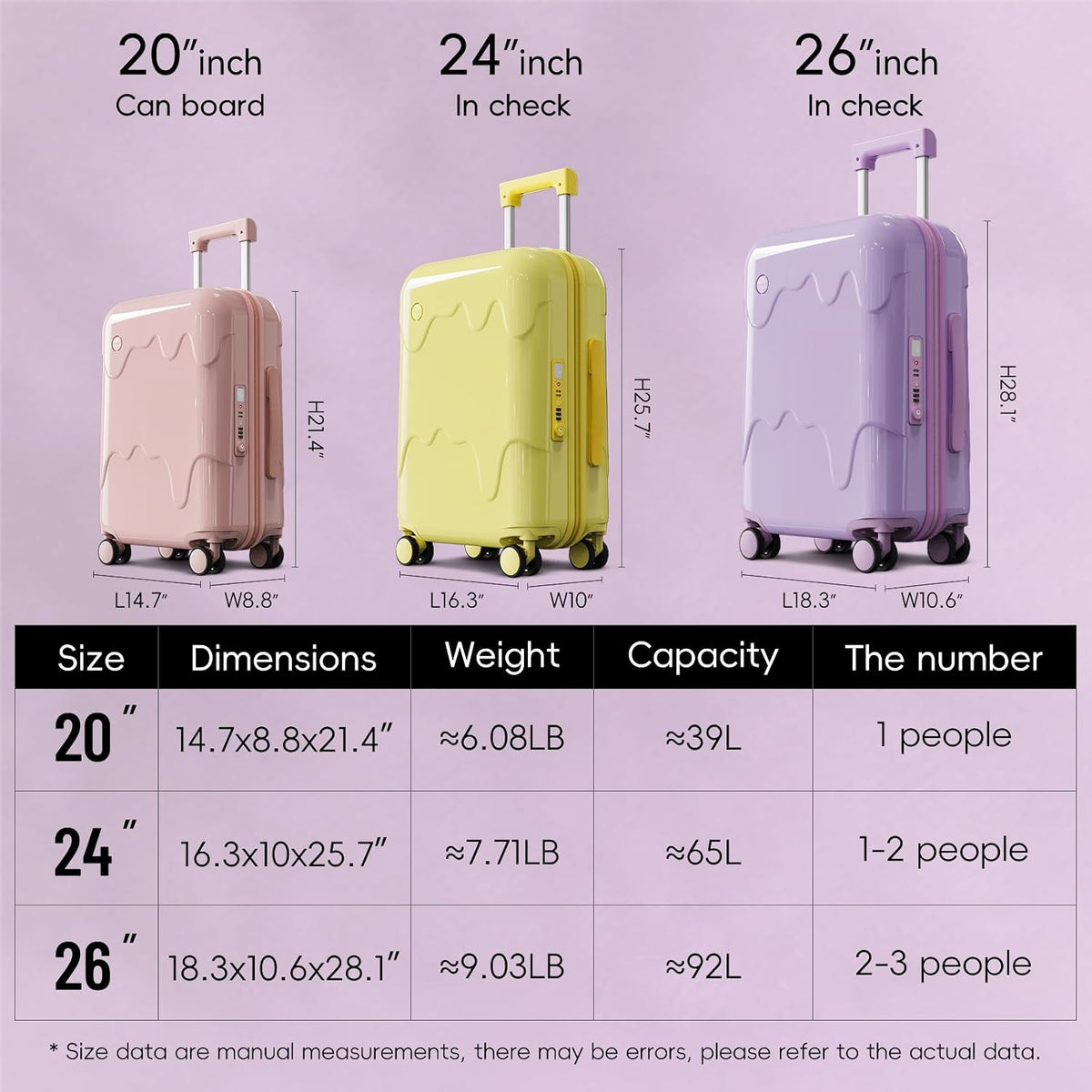 ROAMING Maleta de equipaje de mano lindo púrpura de 20 pulgadas con...