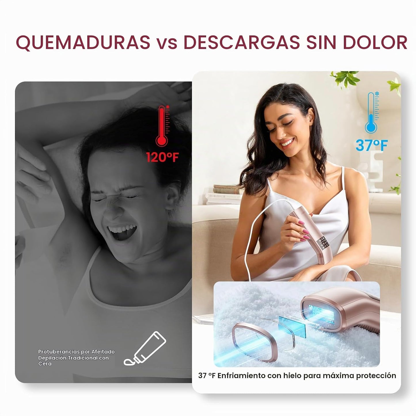 Depilación láser IPL para mujeres y hombres, 25J triple pulso y 1.9...