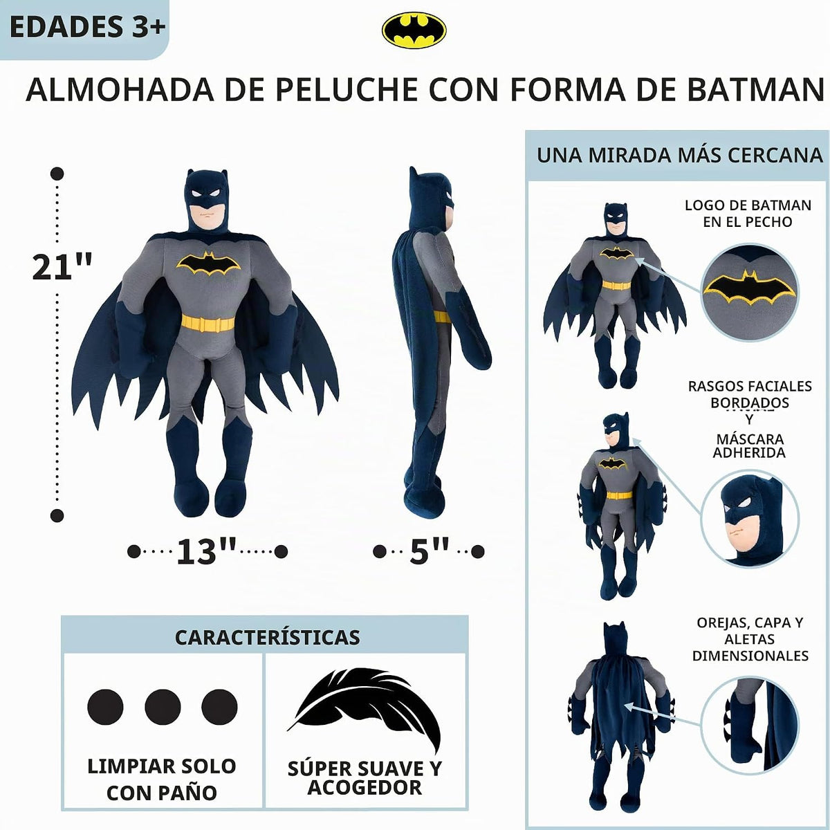 Franco Kids Bedding - Almohada de peluche para niños, talla única,...