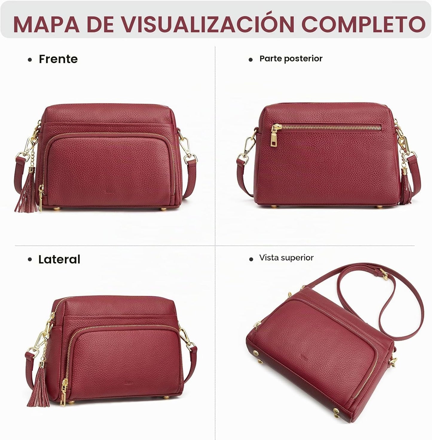 Kattee Bolso cruzado de cuero para mujer, pequeño, antirrobo, con c...