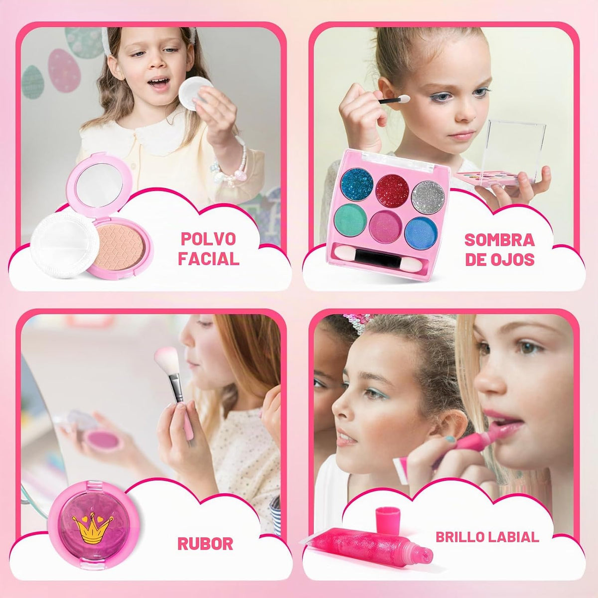 ULOVEME Kit de maquillaje lavable para niñas de 4 a 6 años con mone...