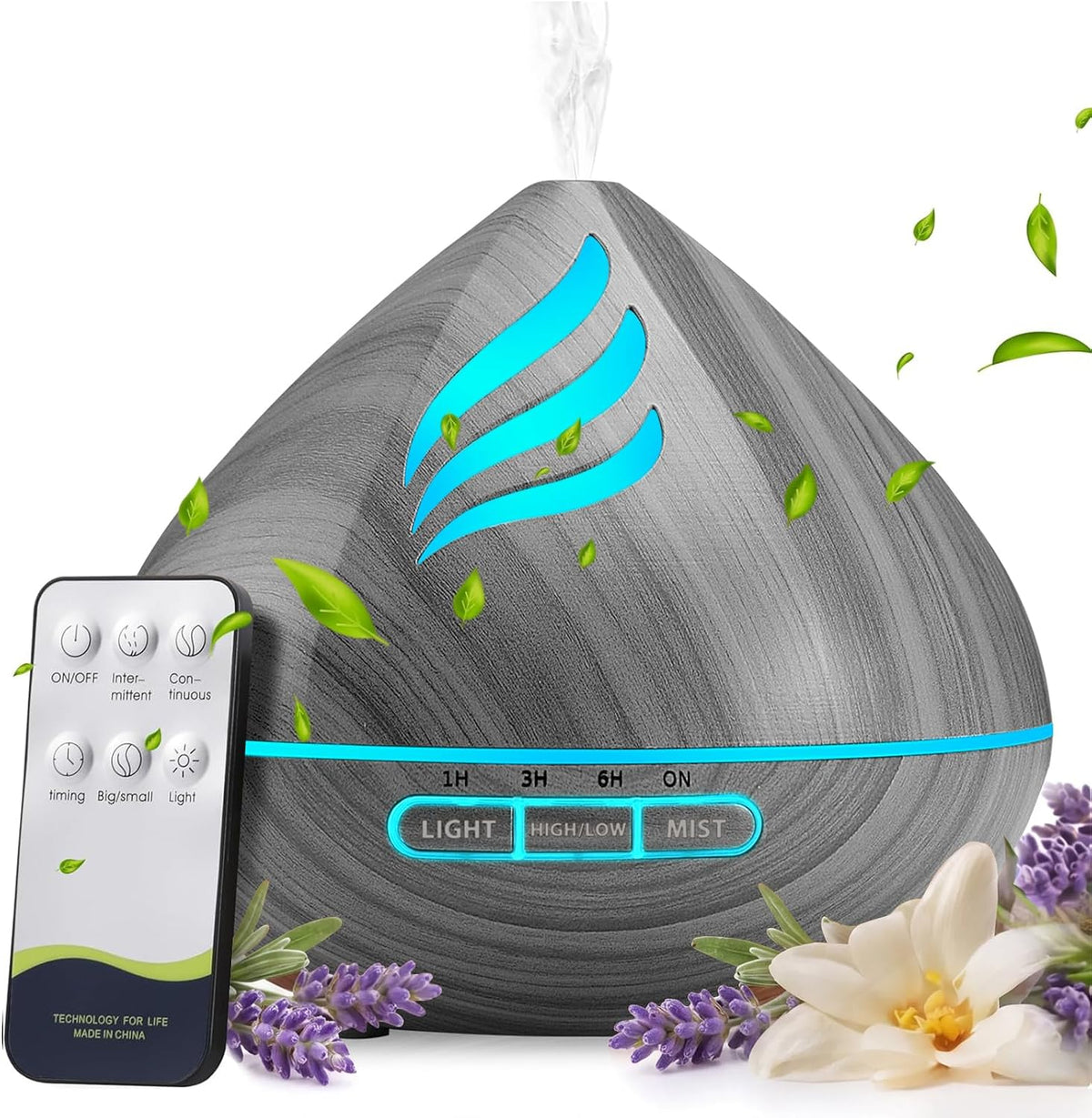 Relaja tu espacio: humidificador de niebla fría de 16.9 fl oz y dif...