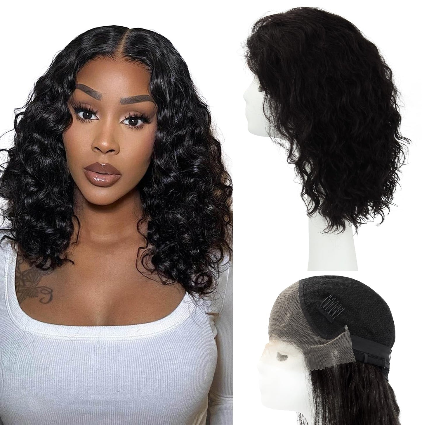 kolala Pelucas de encaje frontal cabello humano real 14 pulgadas 4....