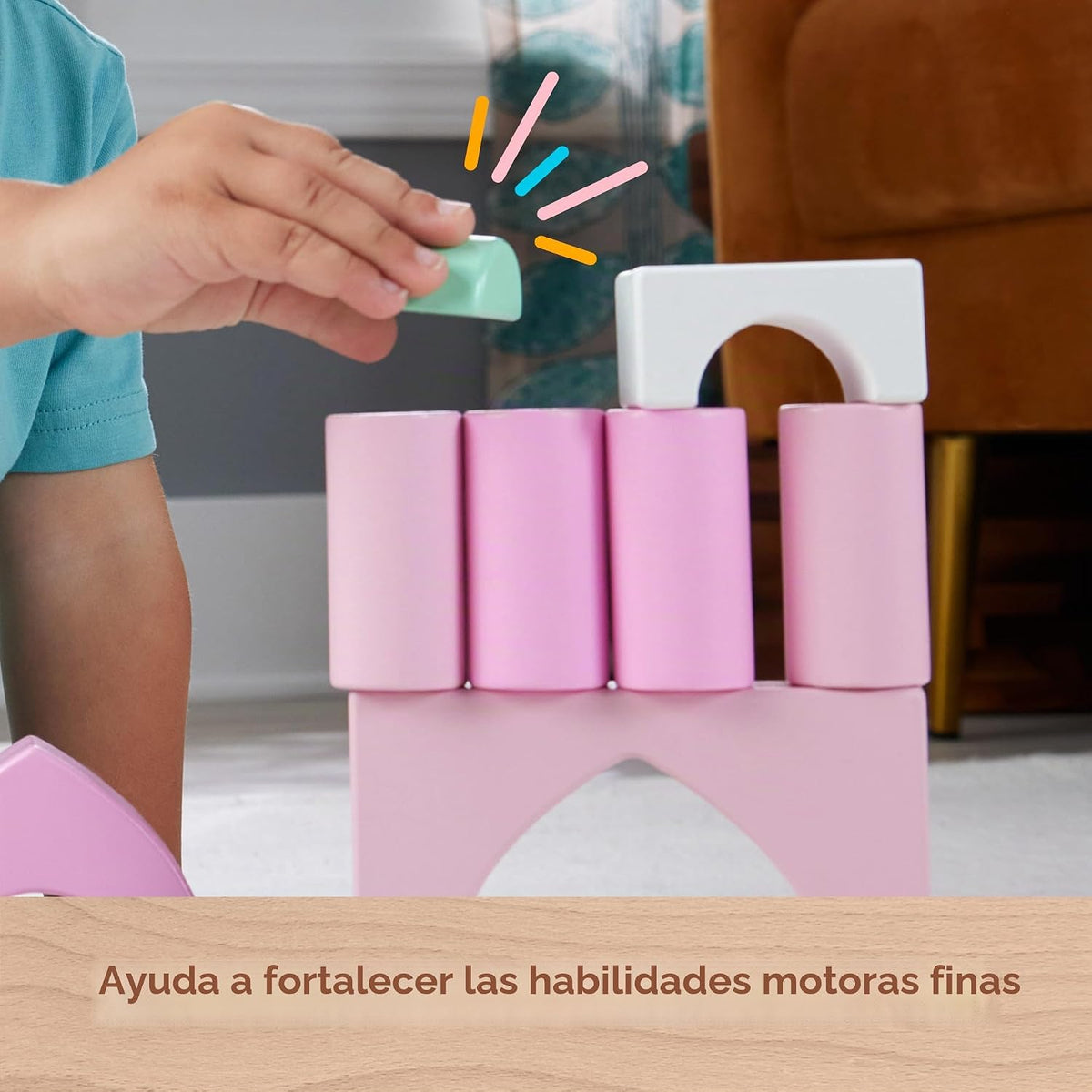 Fisher-Price - Juego de bloques de madera para castillo, 28 piezas,...