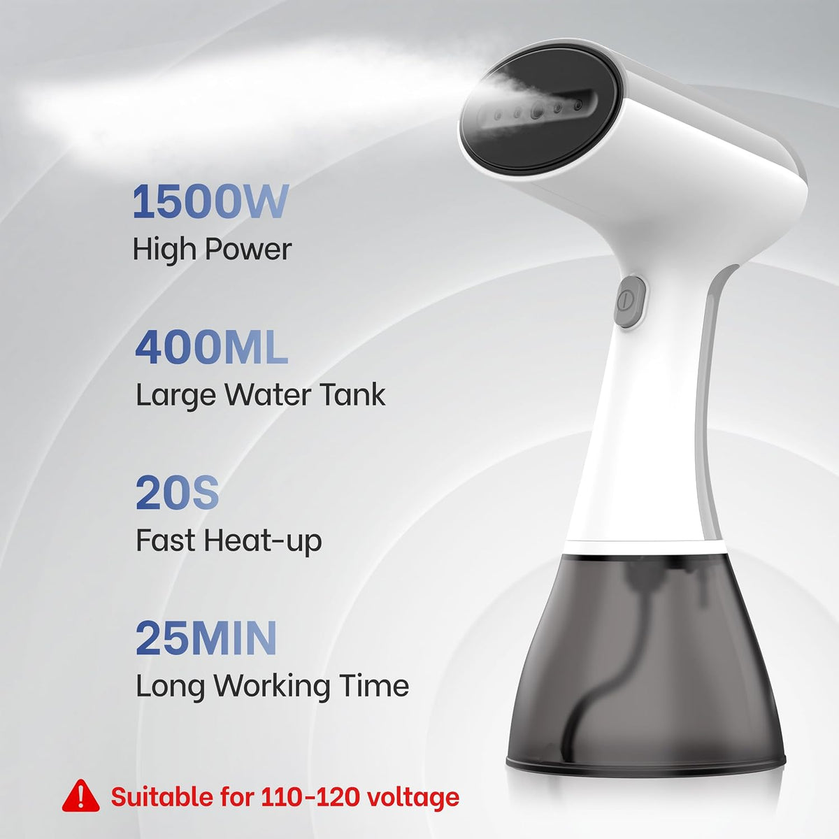 GS01 Vaporizador de ropa de mano, tanque de agua grande de 13.5 fl...