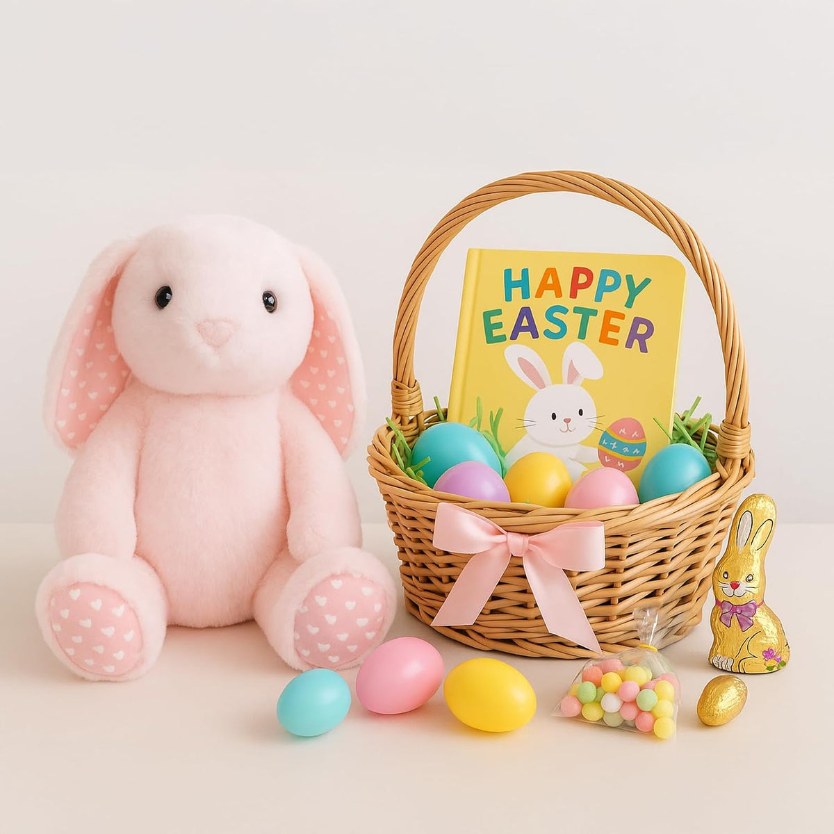 WEIGEDU - Conejo de peluche rosa, 17.7 pulgadas | Orejas flexibles,...