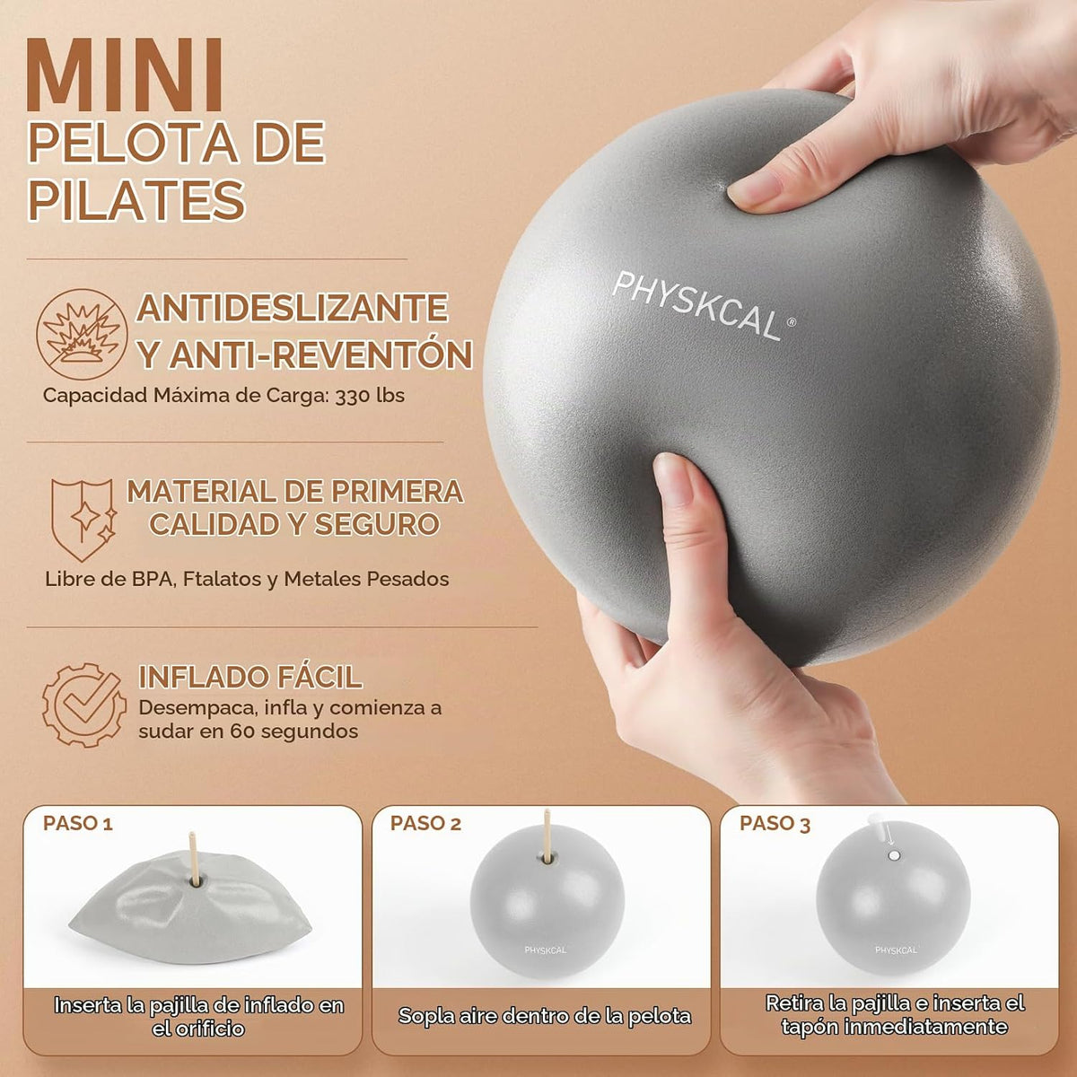 Kit de Pilates PhysKcal, anillo de pilates de 15 pulgadas con 1 bol...