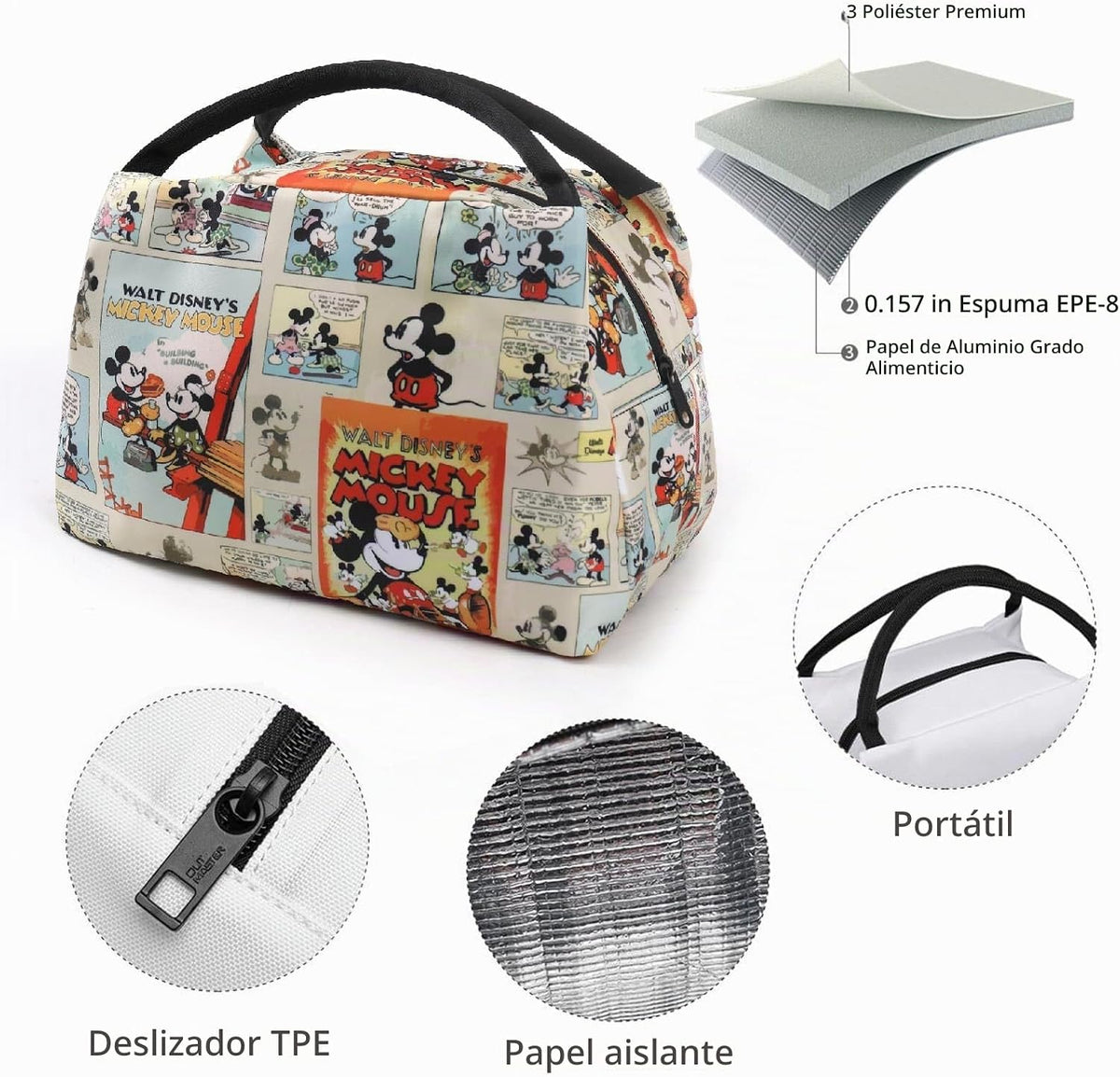 Bolsa de almuerzo de anime para mujer, hielera aislada, bonita lonc...