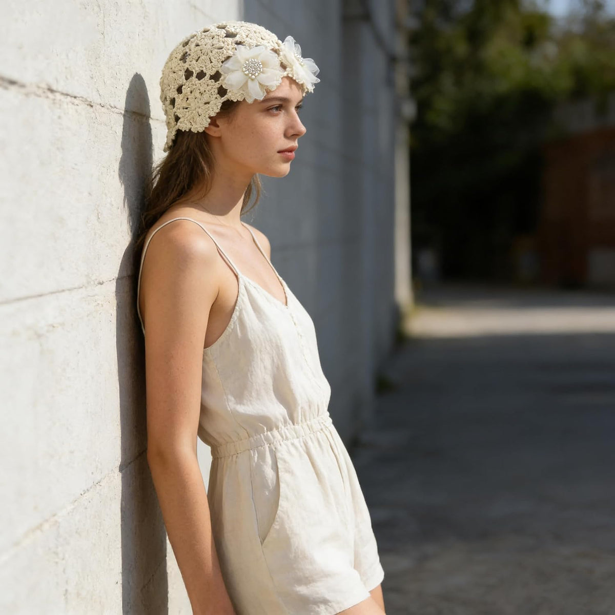 Gorro de ganchillo hecho a mano para mujer, sombrero de sol de enca...