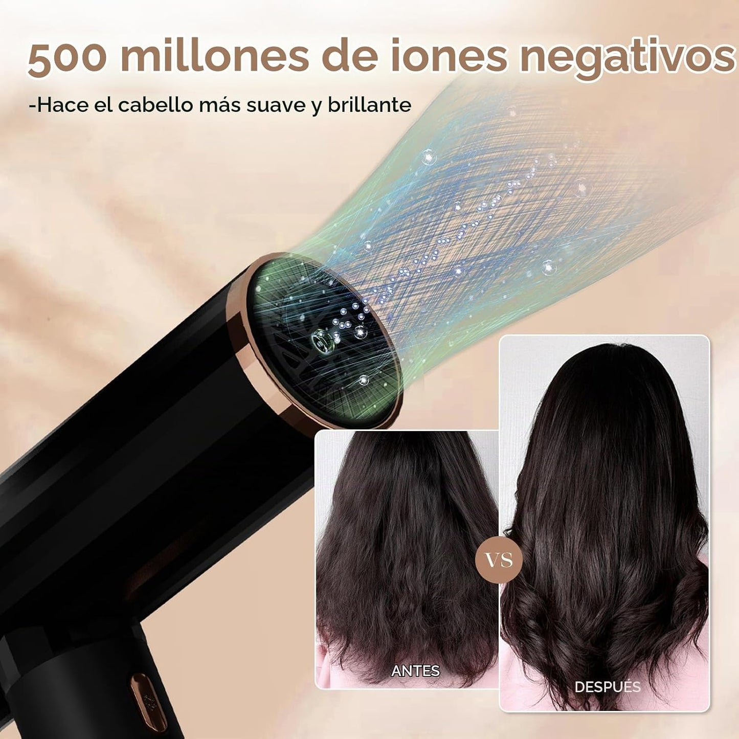Nicebay Secador de pelo iónico con difusor para cabello rizado, mot...