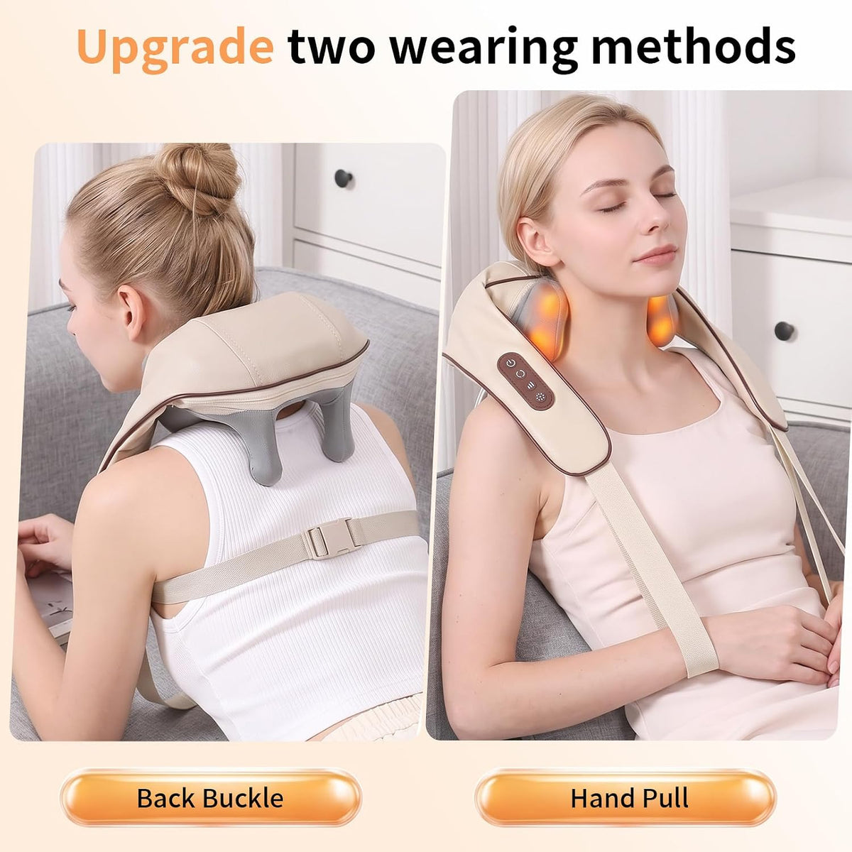 Almohada masajeadora de cuello 4D inalámbrica profunda, masajeador...
