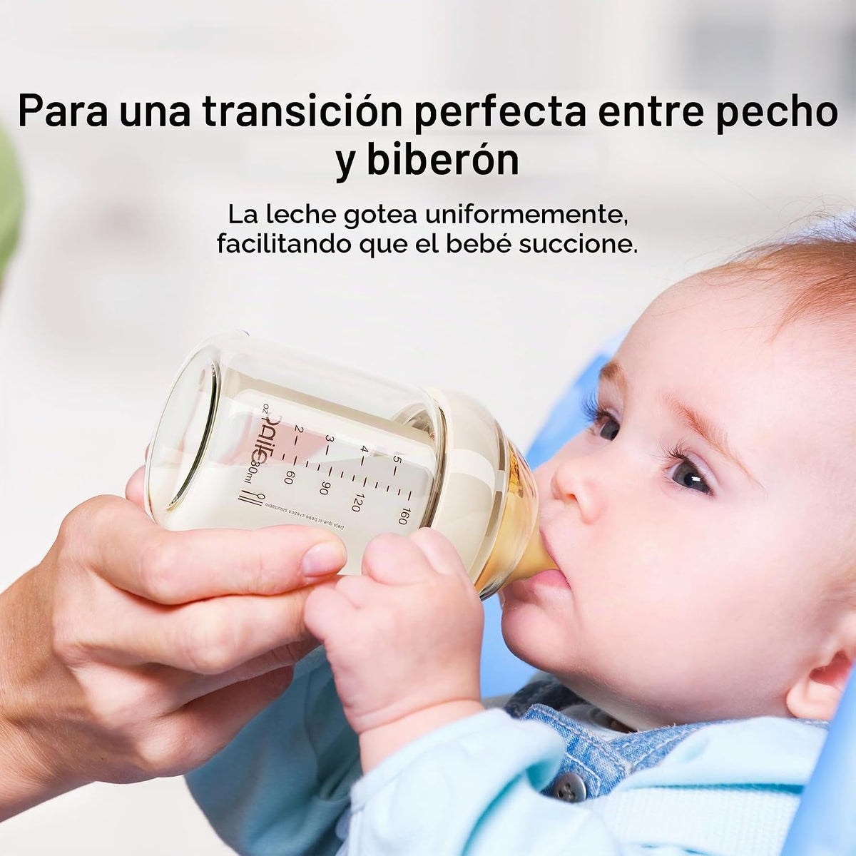 Biberón de cristal natural para lactancia, con sistema de ventilaci...