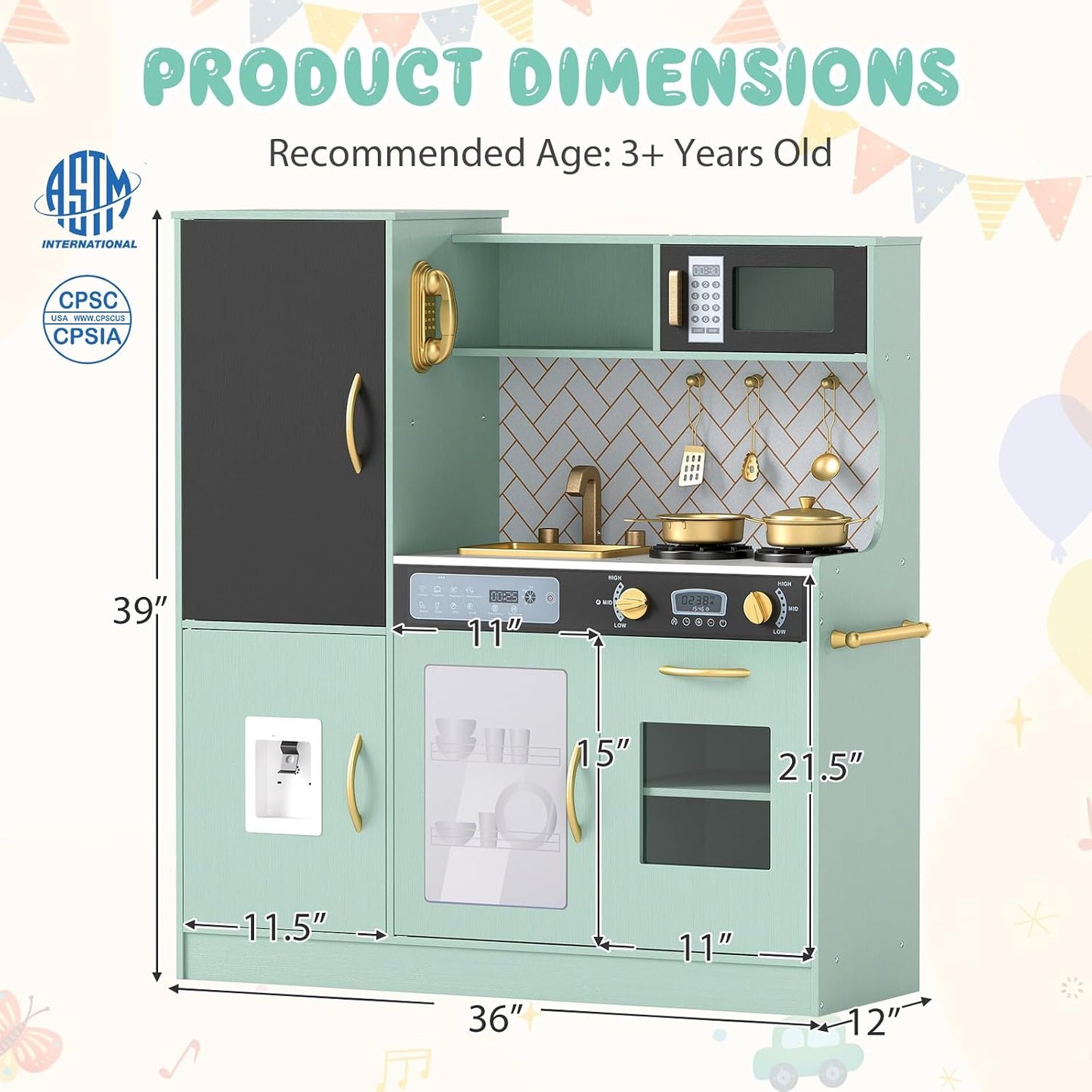 Costzon Juego de cocina para niños, juego de juguetes de cocina de...