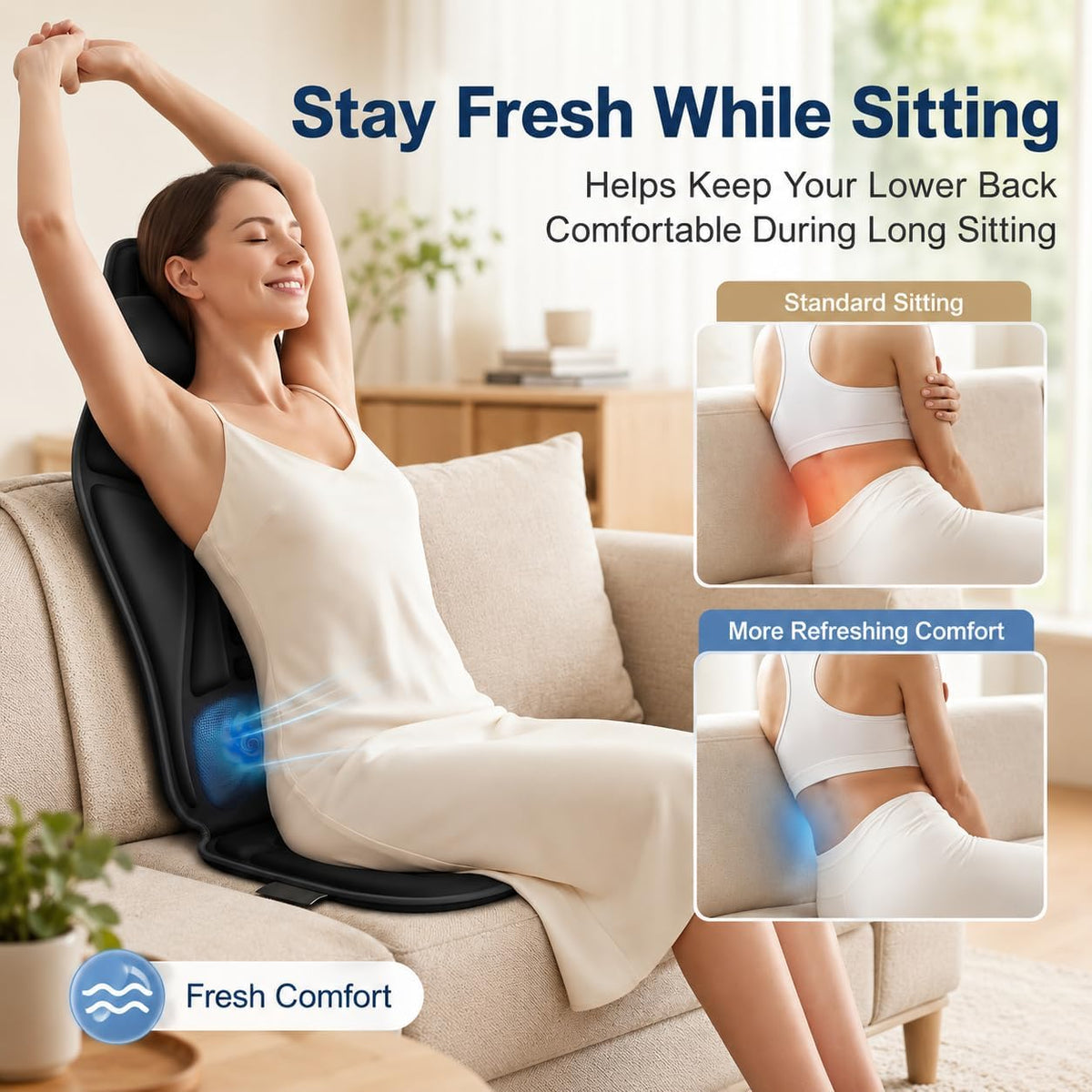 comrelax Masajeador de espalda vibratorio para silla con calor y re...