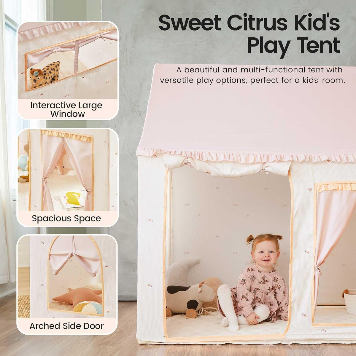 Tiny Land - Tienda de campaña para niños pequeños con alfombra, cas...