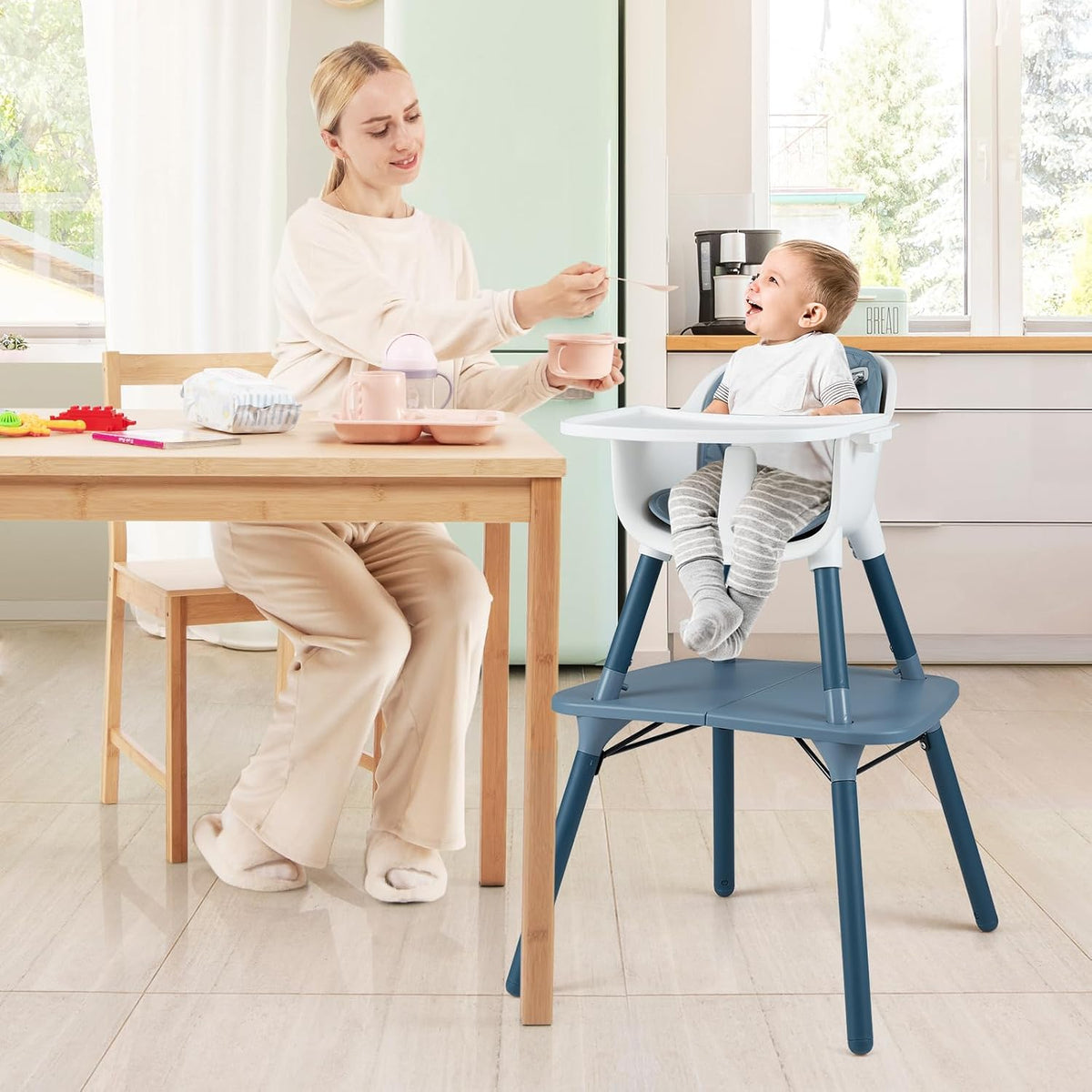 HONEY JOY - Silla alta 6 en 1, silla alta convertible para bebés y...