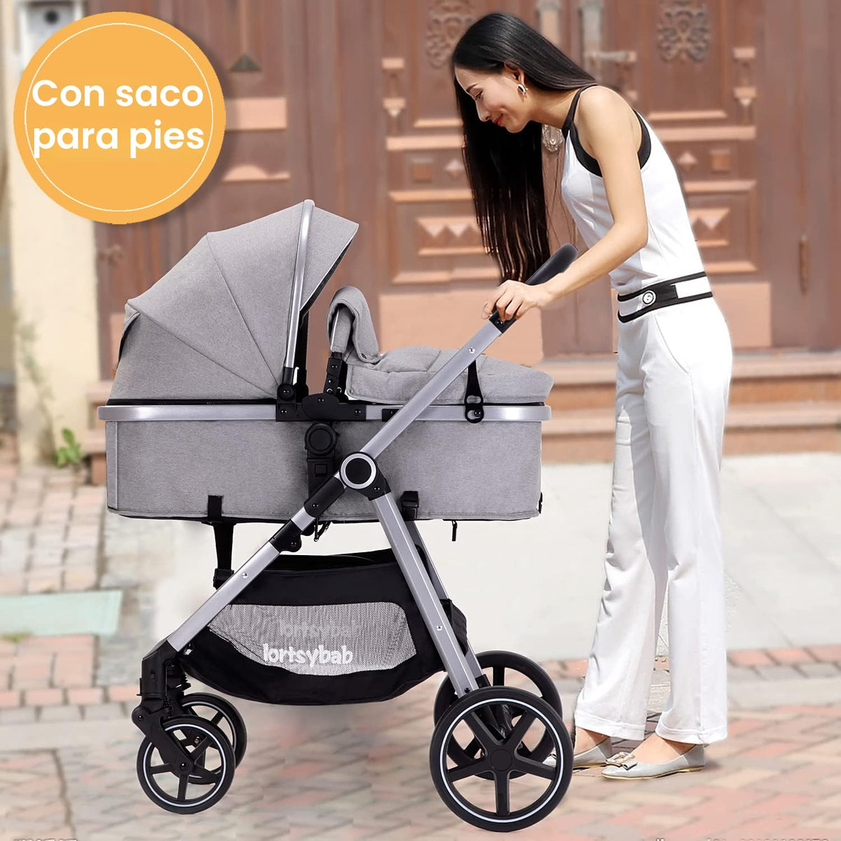 Lortsybab Cochecito de bebé 2 en 1 \u2013 Cochecito plegable para r...