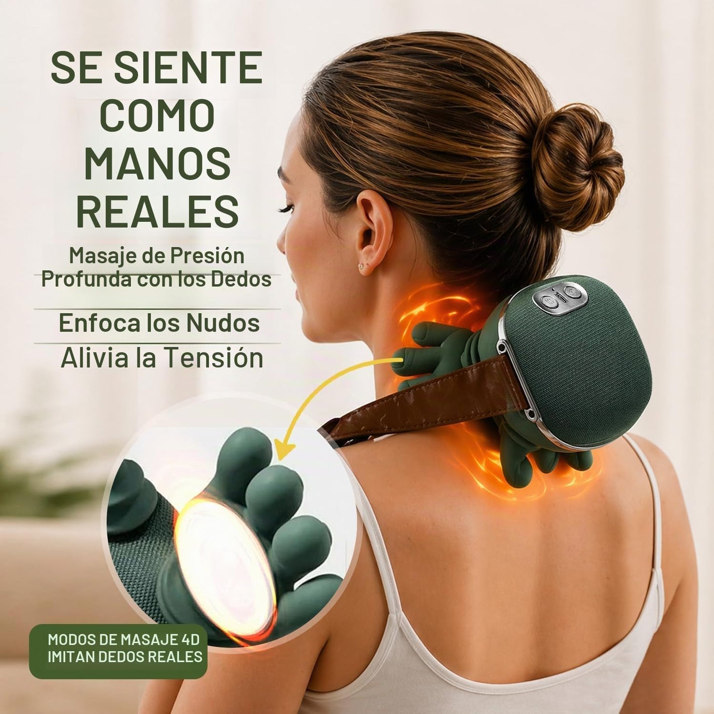 BeFit24 Masajeador de cuello de tejido profundo con calor, se sient...