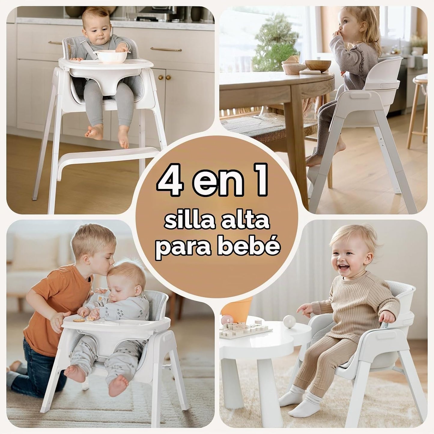 Fodoss Sillas altas plegables 4 en 1 para bebés y niños pequeños co...