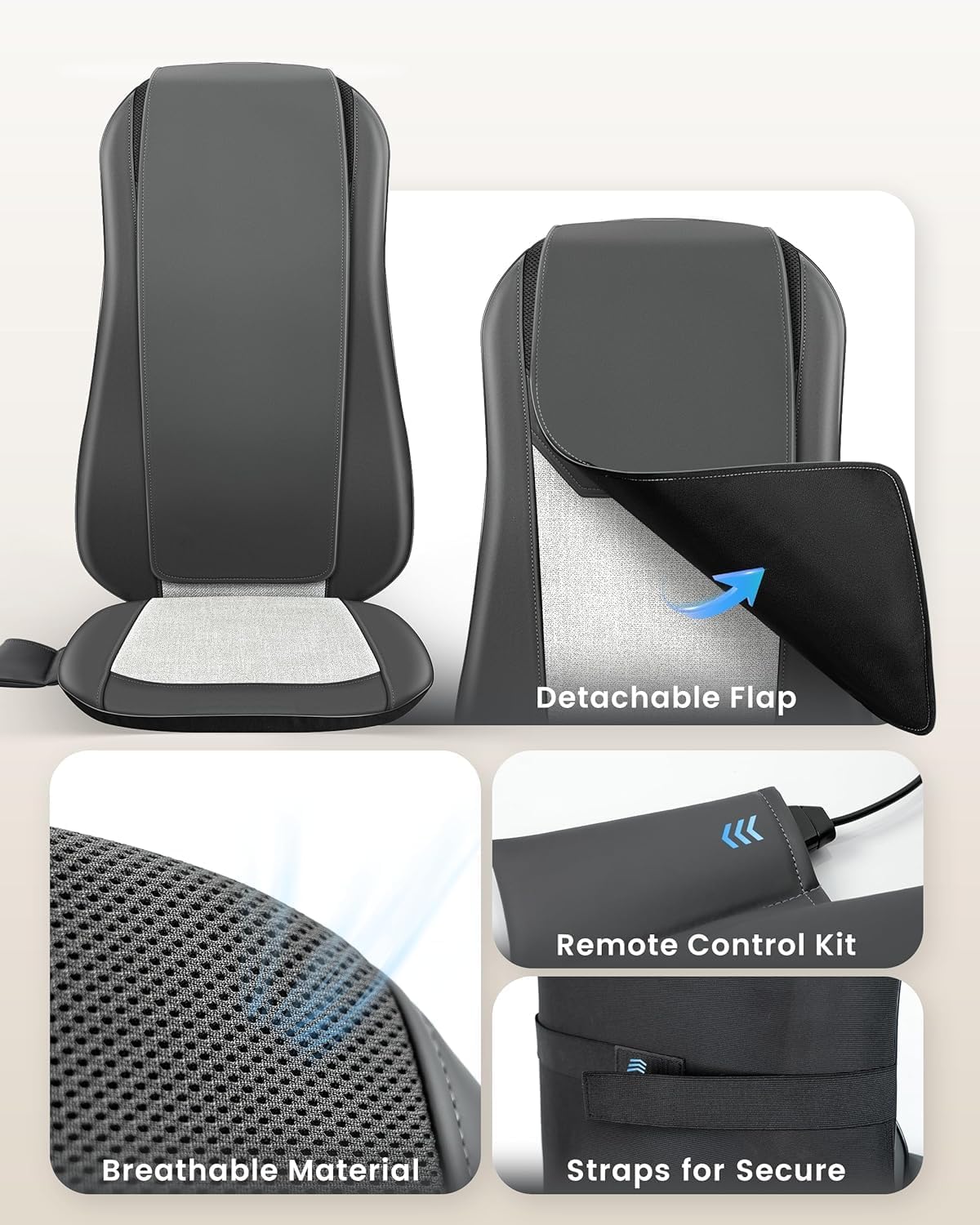 COMFIER - Masajeador Shiatsu de espalda completa para silla con cal...
