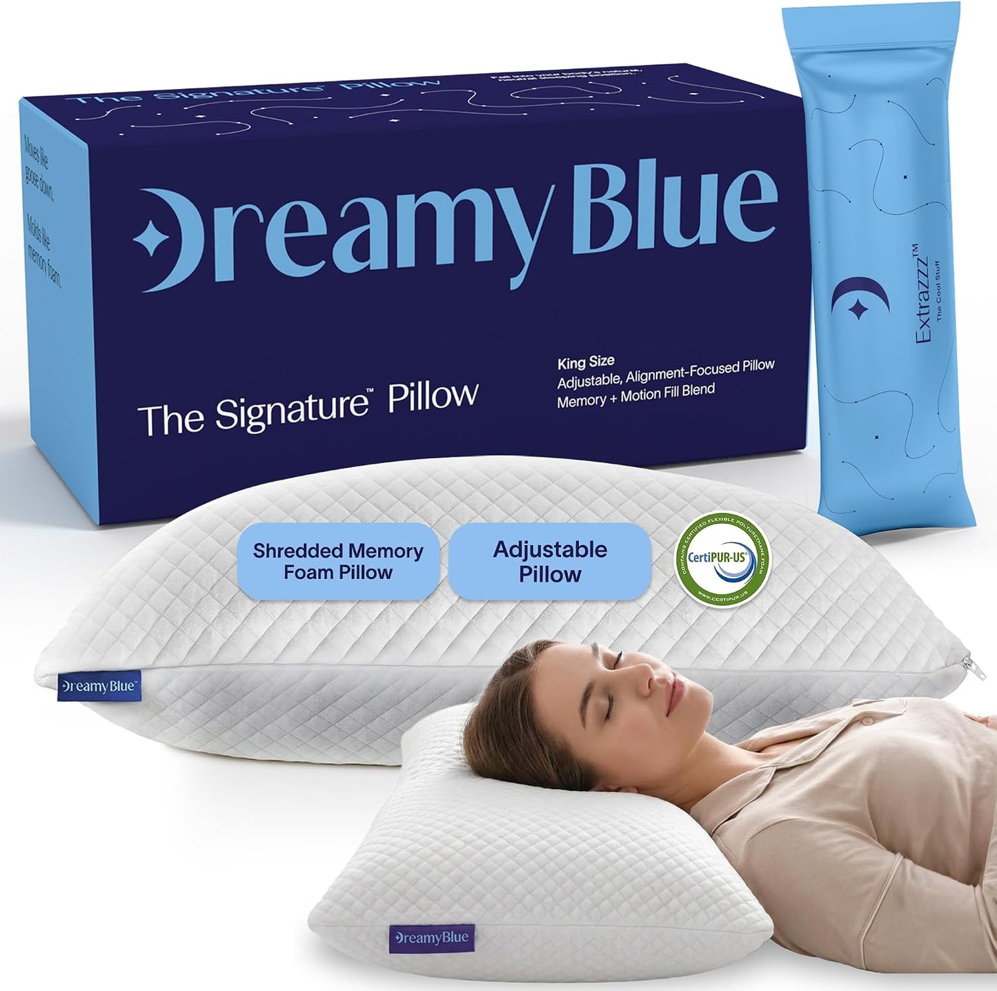 DreamyBlue Almohada Signature con Loft Ajustable \u2022 Relleno de...