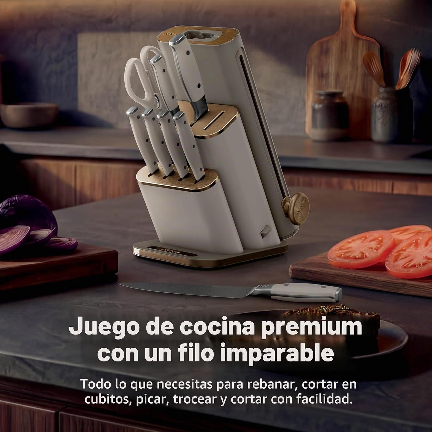 Ninja NeverDull® - Juego de cuchillos de acero inoxidable alemán de...