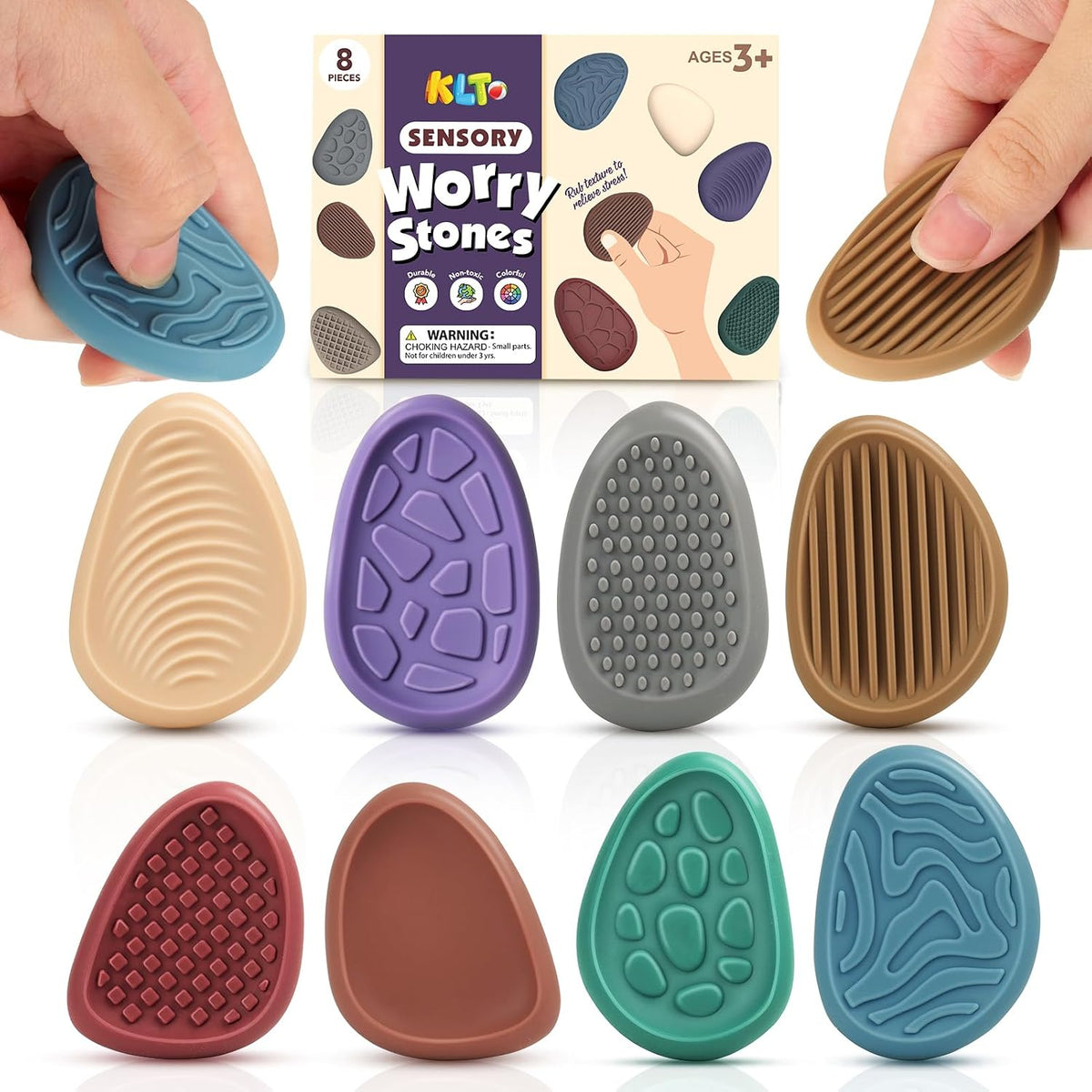 Fidget Toys - Piedra sensorial para adultos: paquete de 8 piedras d...